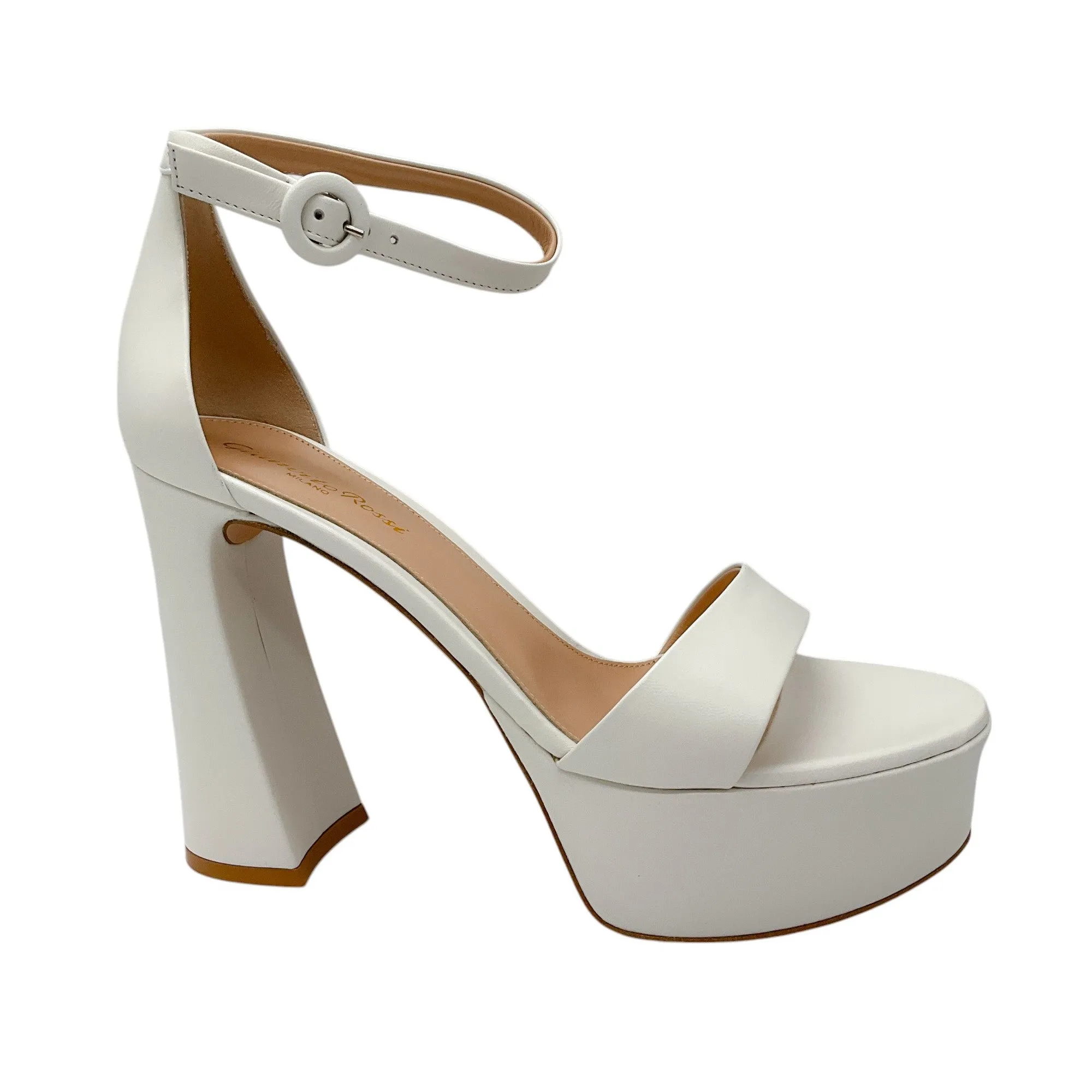Gianvito Rossi White Holly 120mm Nappa Leather Platform Sandals