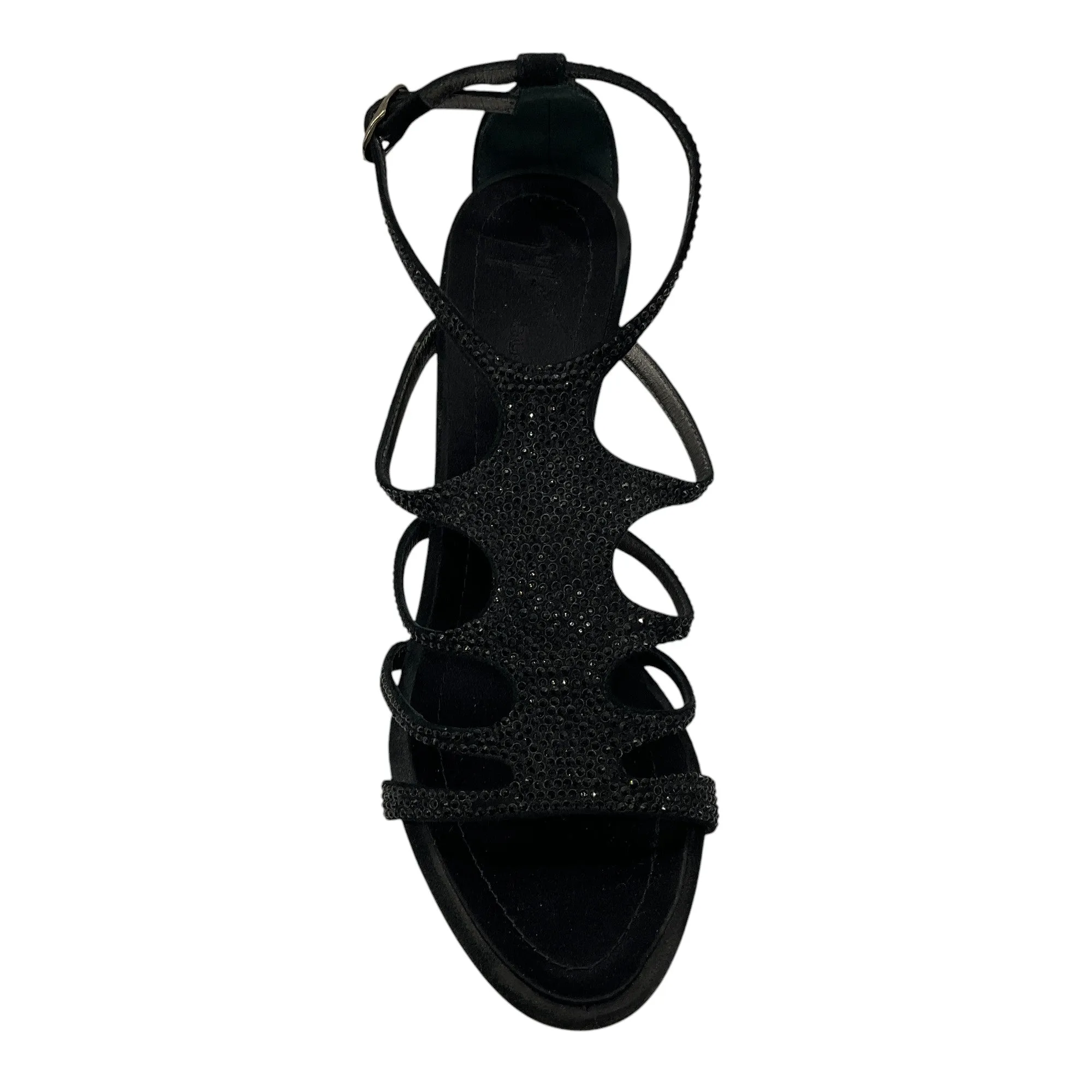 Giuseppe Zanotti Black Crystal Embellished Suede Cage Sandals