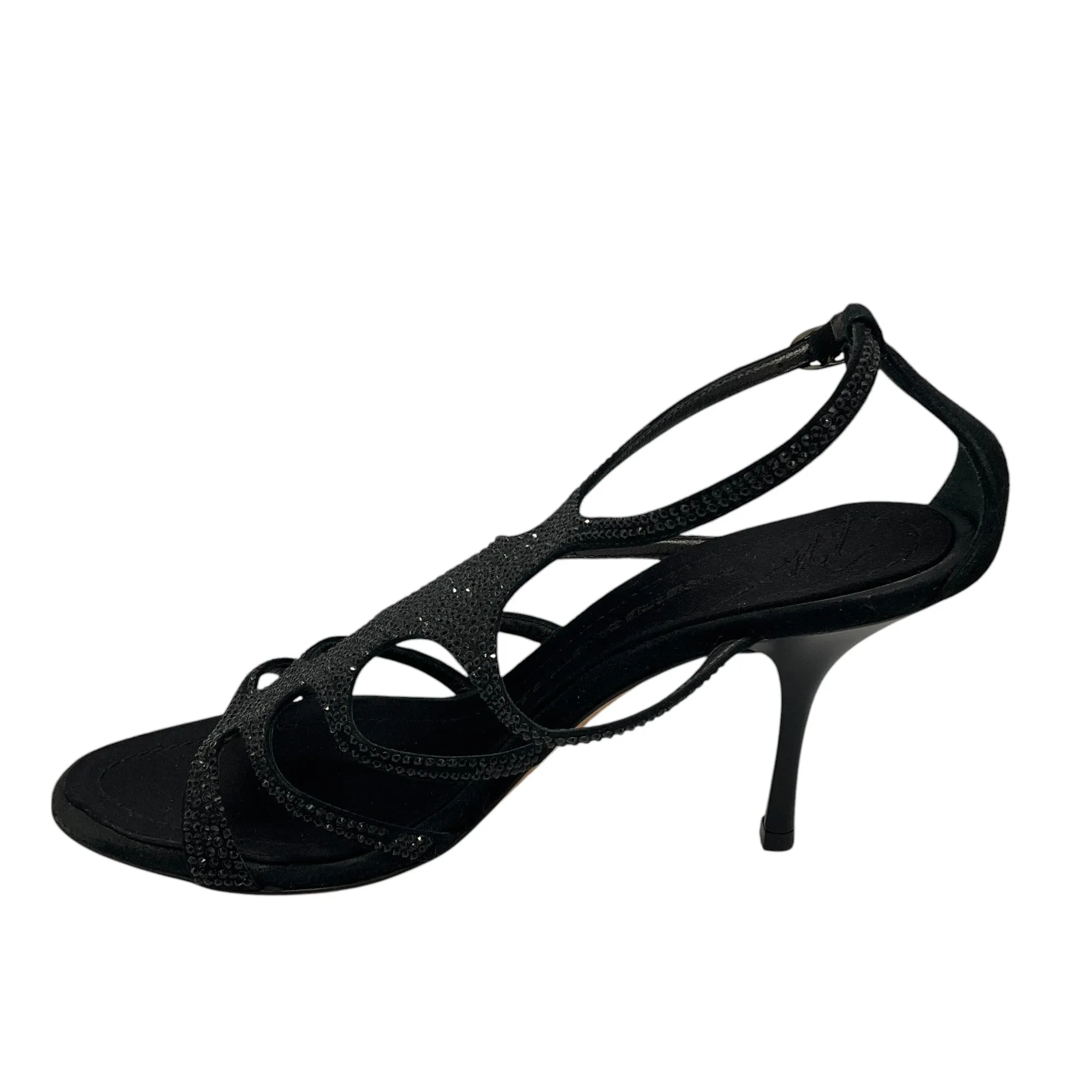 Giuseppe Zanotti Black Crystal Embellished Suede Cage Sandals