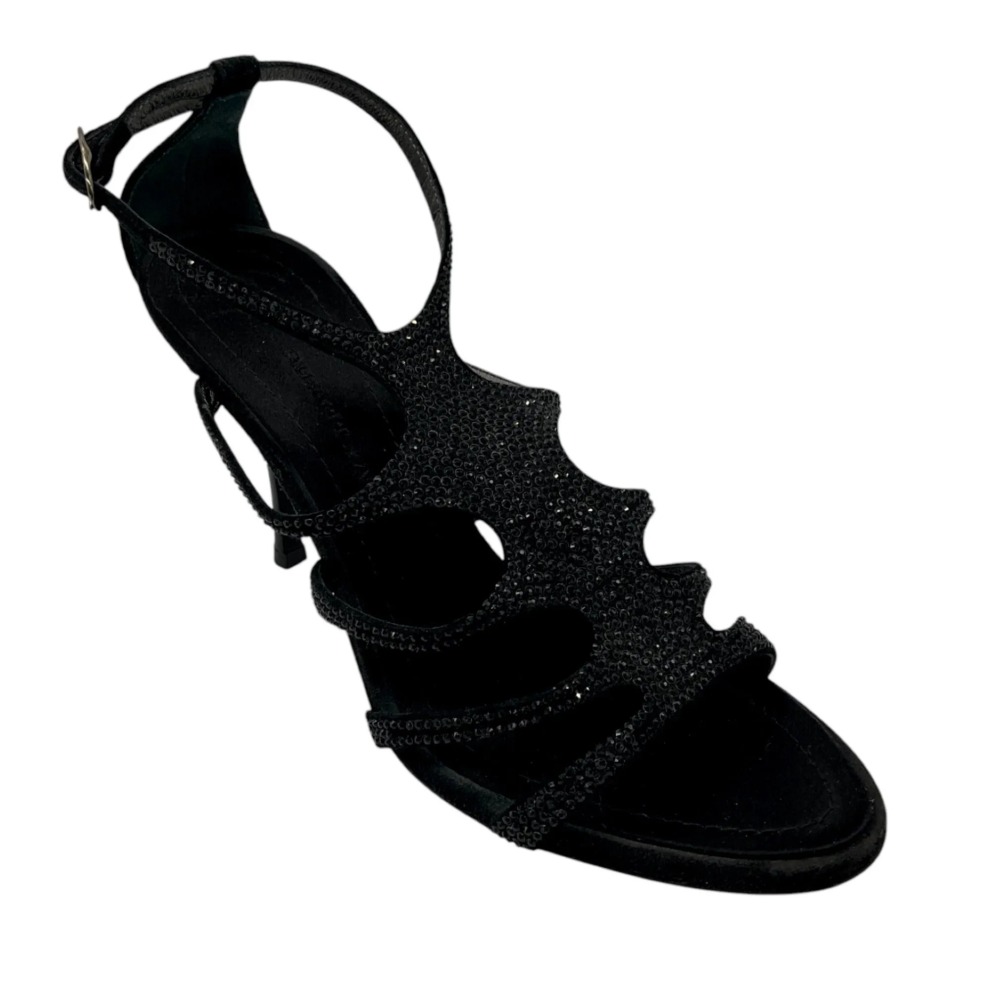 Giuseppe Zanotti Black Crystal Embellished Suede Cage Sandals