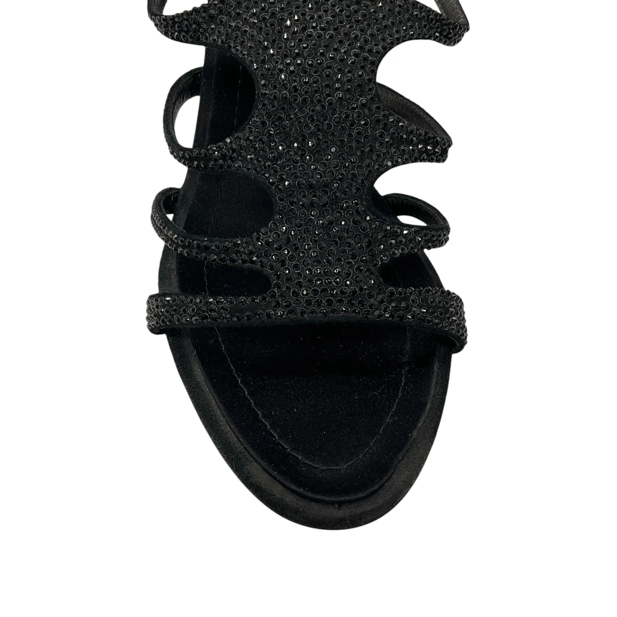 Giuseppe Zanotti Black Crystal Embellished Suede Cage Sandals