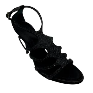 Giuseppe Zanotti Black Crystal Embellished Suede Cage Sandals