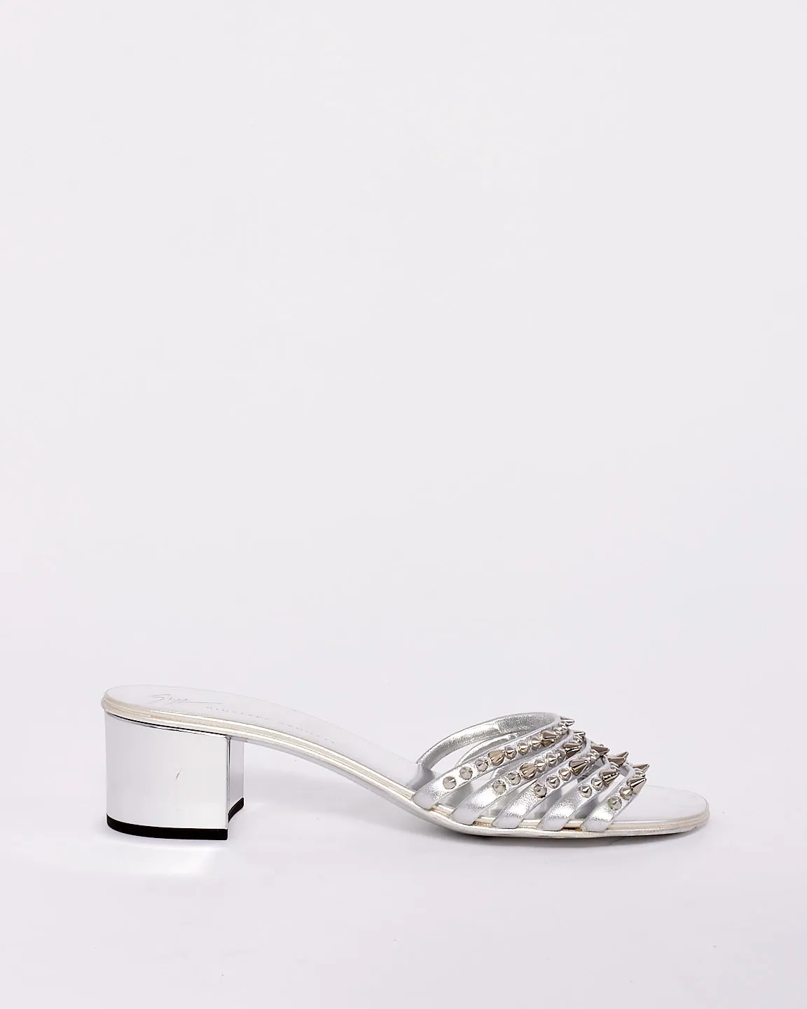 Giuseppe Zanotti Silver Studded Heeled Sandals -39