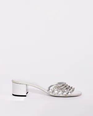 Giuseppe Zanotti Silver Studded Heeled Sandals -39