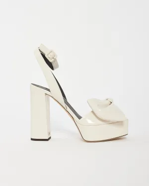 Giuseppe Zanotti White Patent Leather Bow Platform Sandals - 40