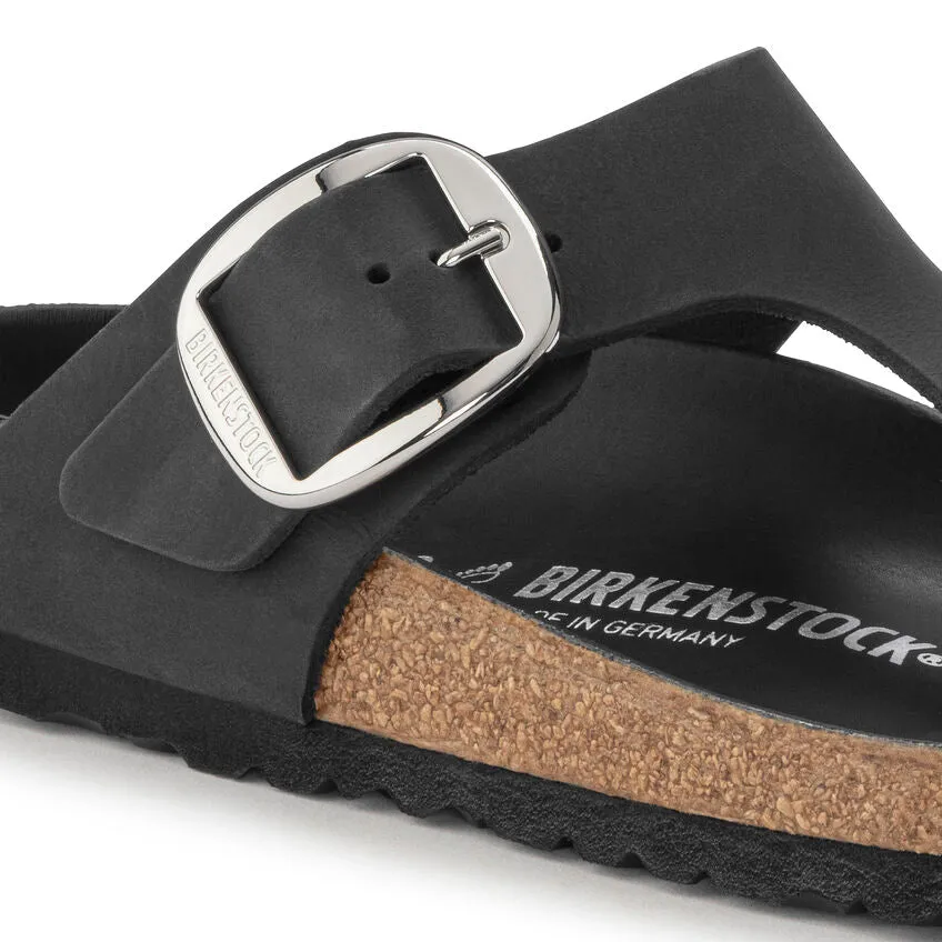 Gizeh Big Buckle - Black Oiled Leather||Gizeh grosses boucles - Cuir huilé noir