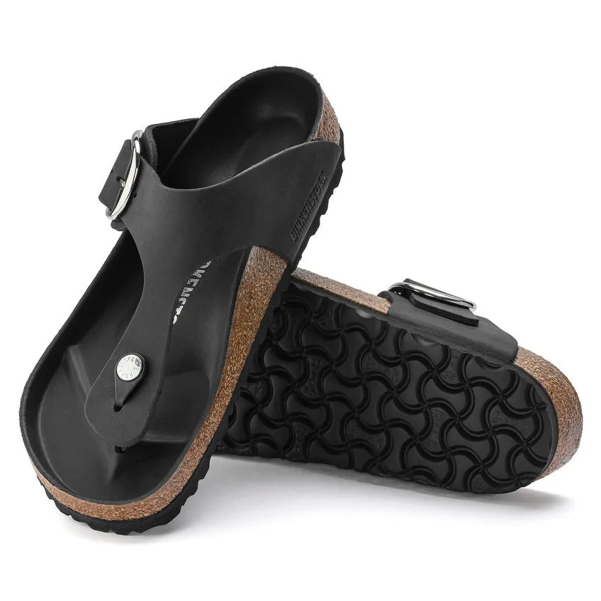 Gizeh Big Buckle - Black Oiled Leather||Gizeh grosses boucles - Cuir huilé noir