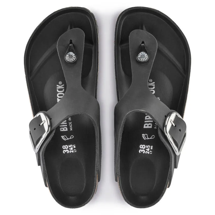 Gizeh Big Buckle - Black Oiled Leather||Gizeh grosses boucles - Cuir huilé noir