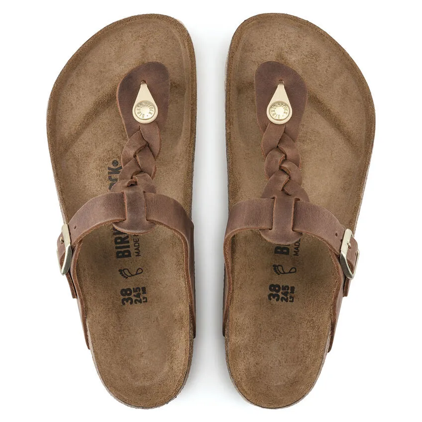 Gizeh Braided - Cognac Oiled Leather||Gizeh tressée -  Cuir huilé cognac