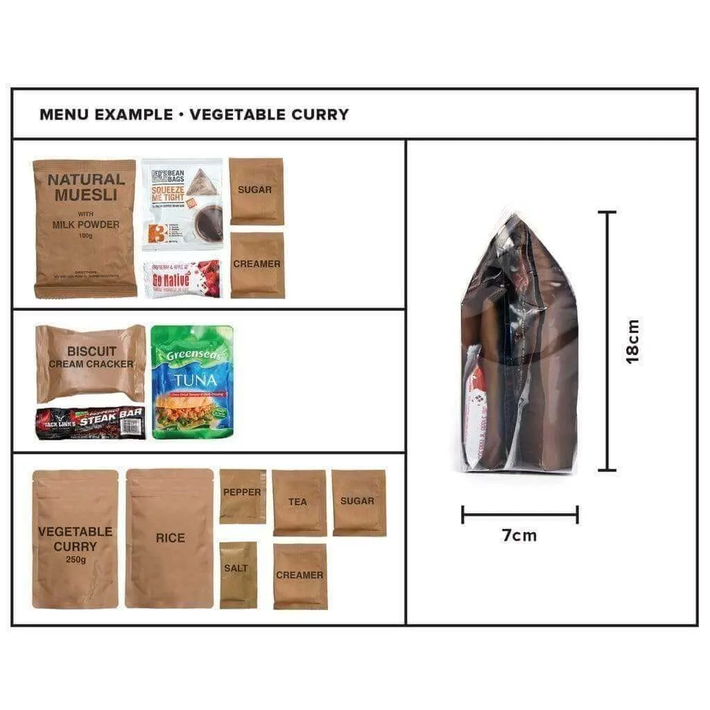 Go Native 24 Hour MRE Food Ration Pack Vegetable Curry