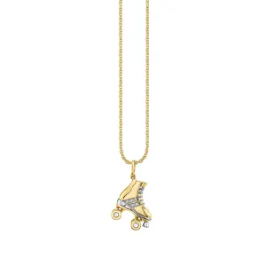 Gold & Diamond Retro Roller Skate Charm