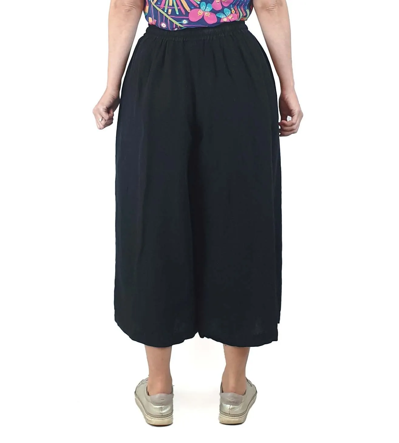 Gorman black cotton-linen wide leg pants size 8