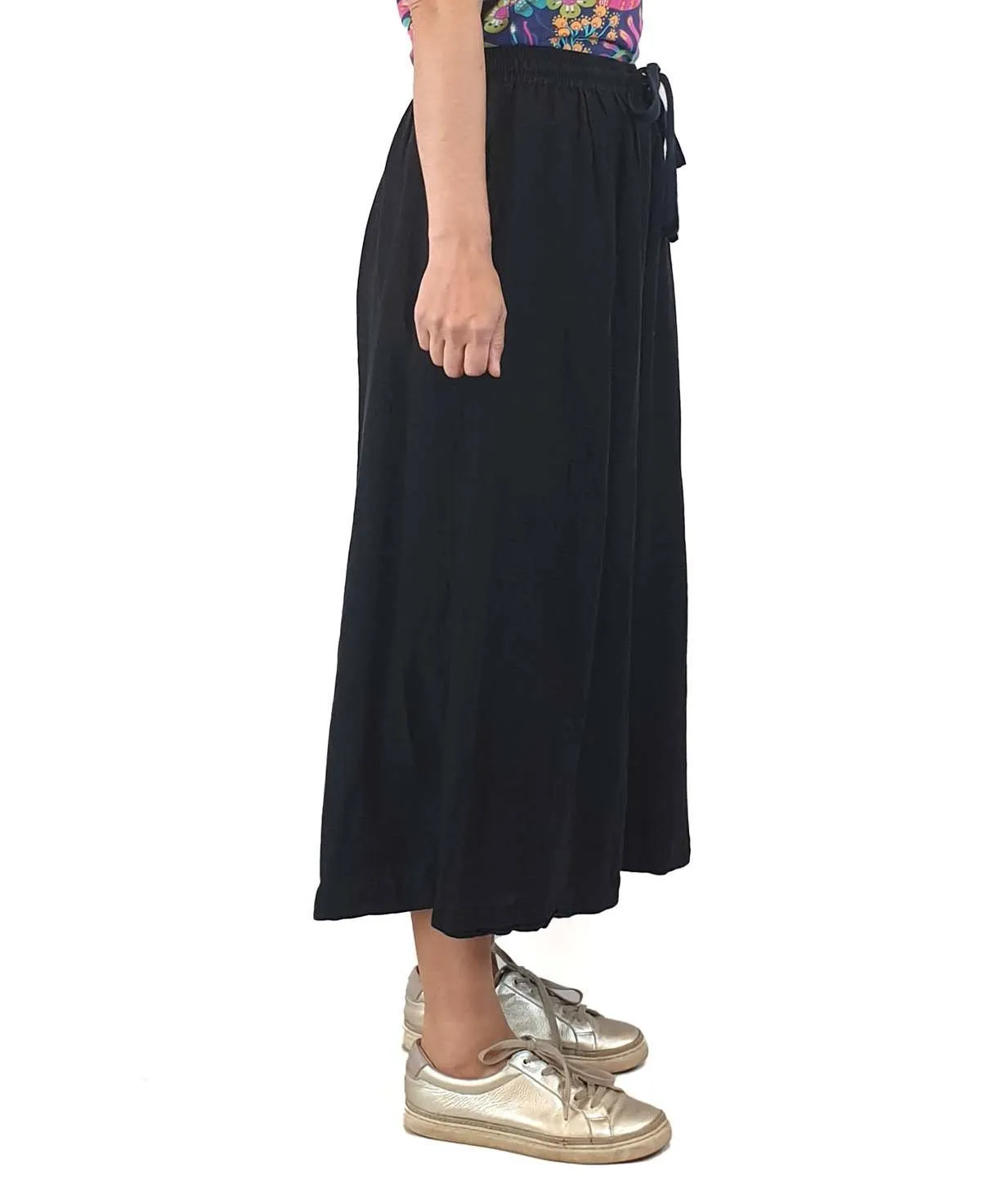 Gorman black cotton-linen wide leg pants size 8