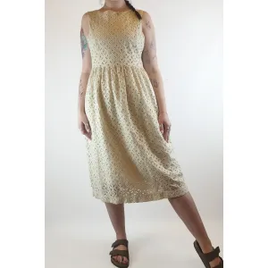 Gorman cream sleeveless dress with cute perforated print size 12