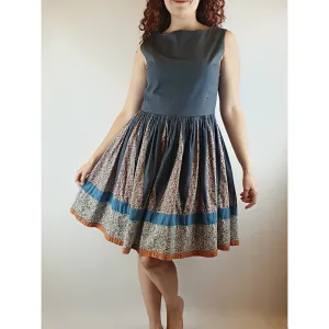 Gorman navy sleeveless dress with unique floral and navy skirt size 10