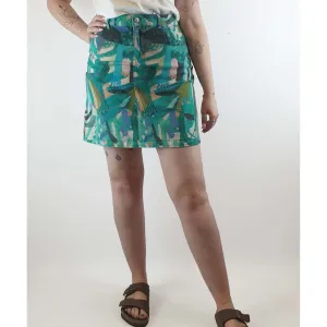 Gorman x Megan Grant green print denim pencil skirt size 14 (small fit, best fits 12-small 14)