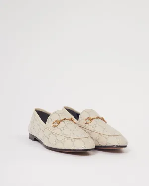 Gucci Beige/Silver GG Canvas Logo Jordaan Loafers - 40.5