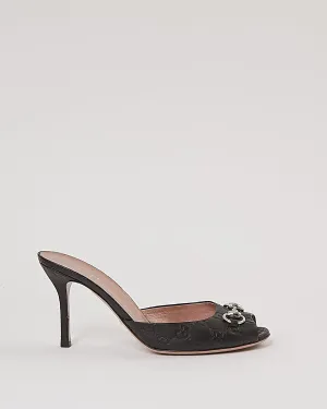 Gucci Black GG Leather Mule Heeled Sandals - 9
