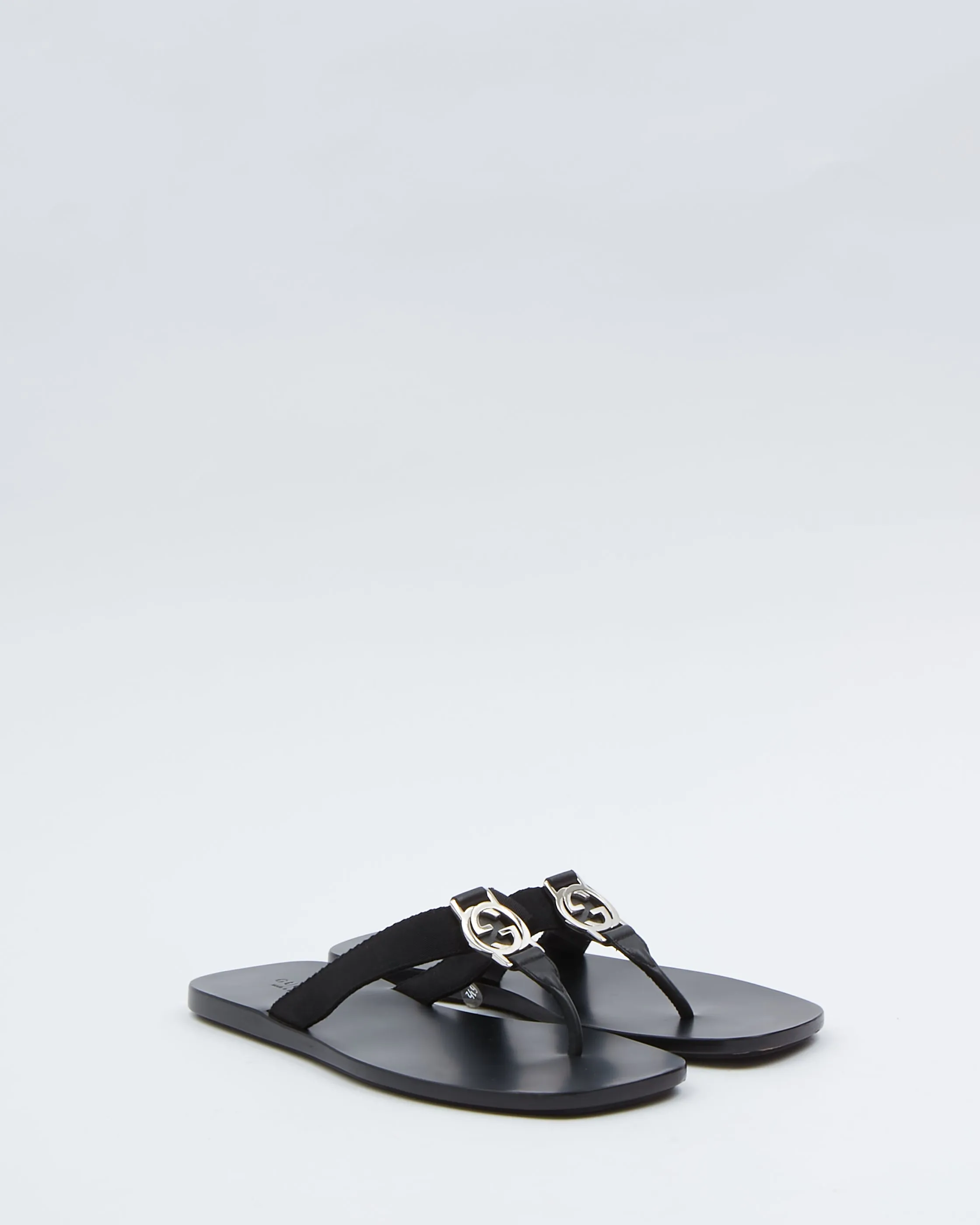 Gucci Black Interlocking GG Sandals - 36.5