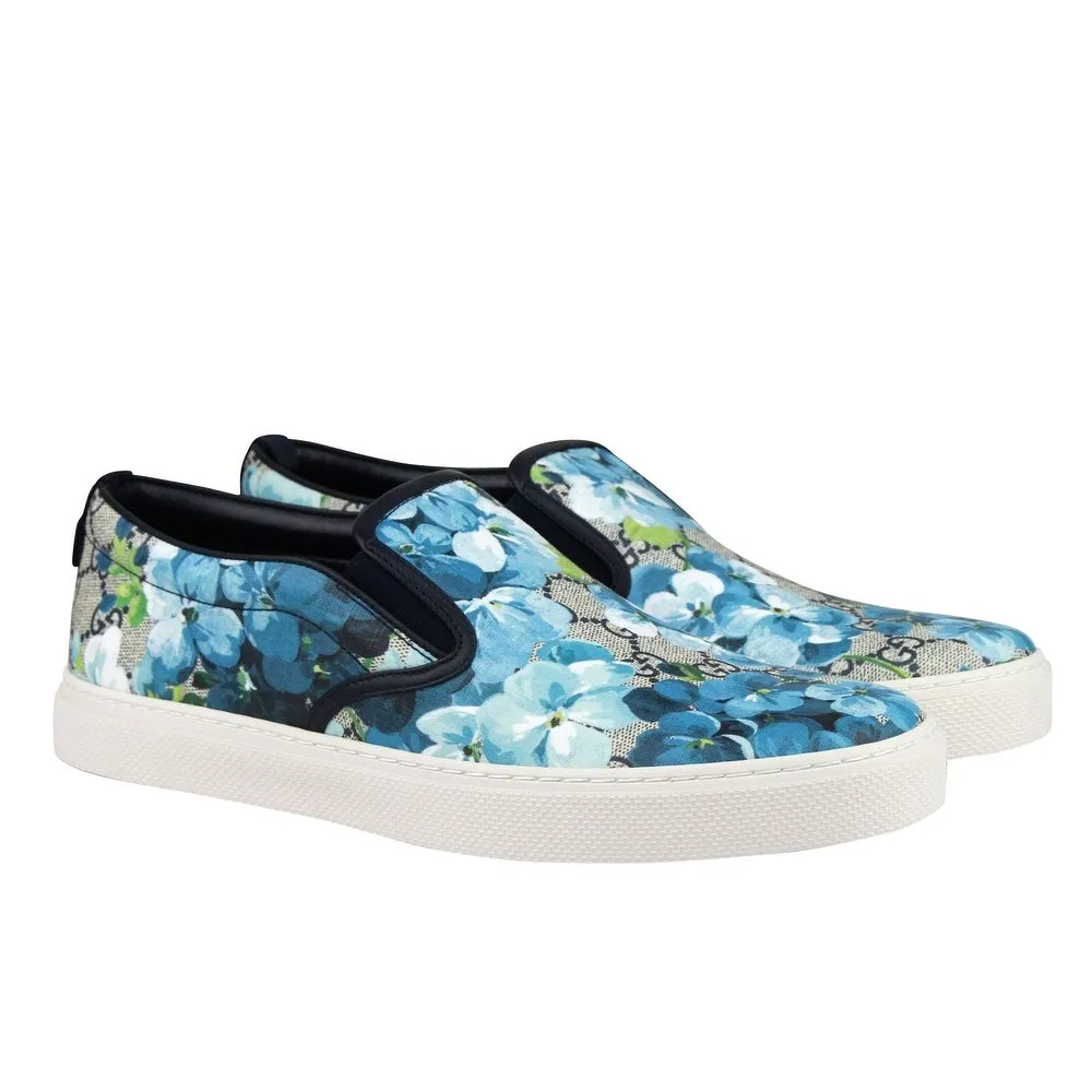 Gucci Men's GG Blooms Print Slip on Sneaker in Blue