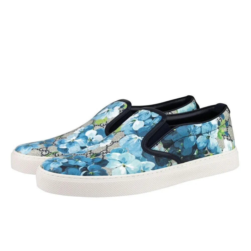 Gucci Men's GG Blooms Print Slip on Sneaker in Blue
