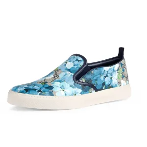 Gucci Men's GG Blooms Print Slip on Sneaker in Blue