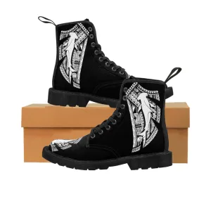 Hammerhead Tattoo by Micronesian Artist Leo Pugram Men's Canvas Boots