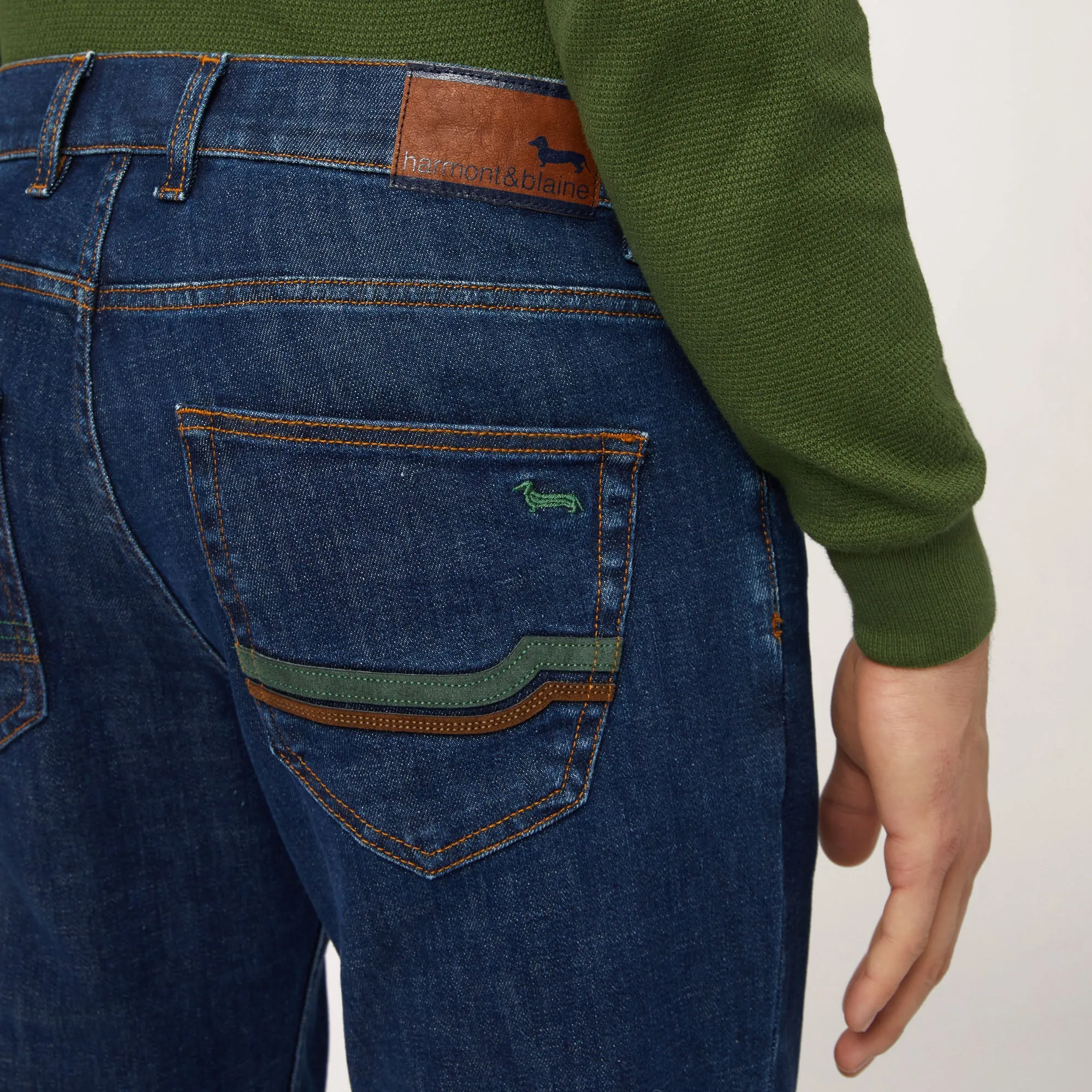 Harmont & Blaine Narrow 5 Pocket Jeans with Inserts - Denim