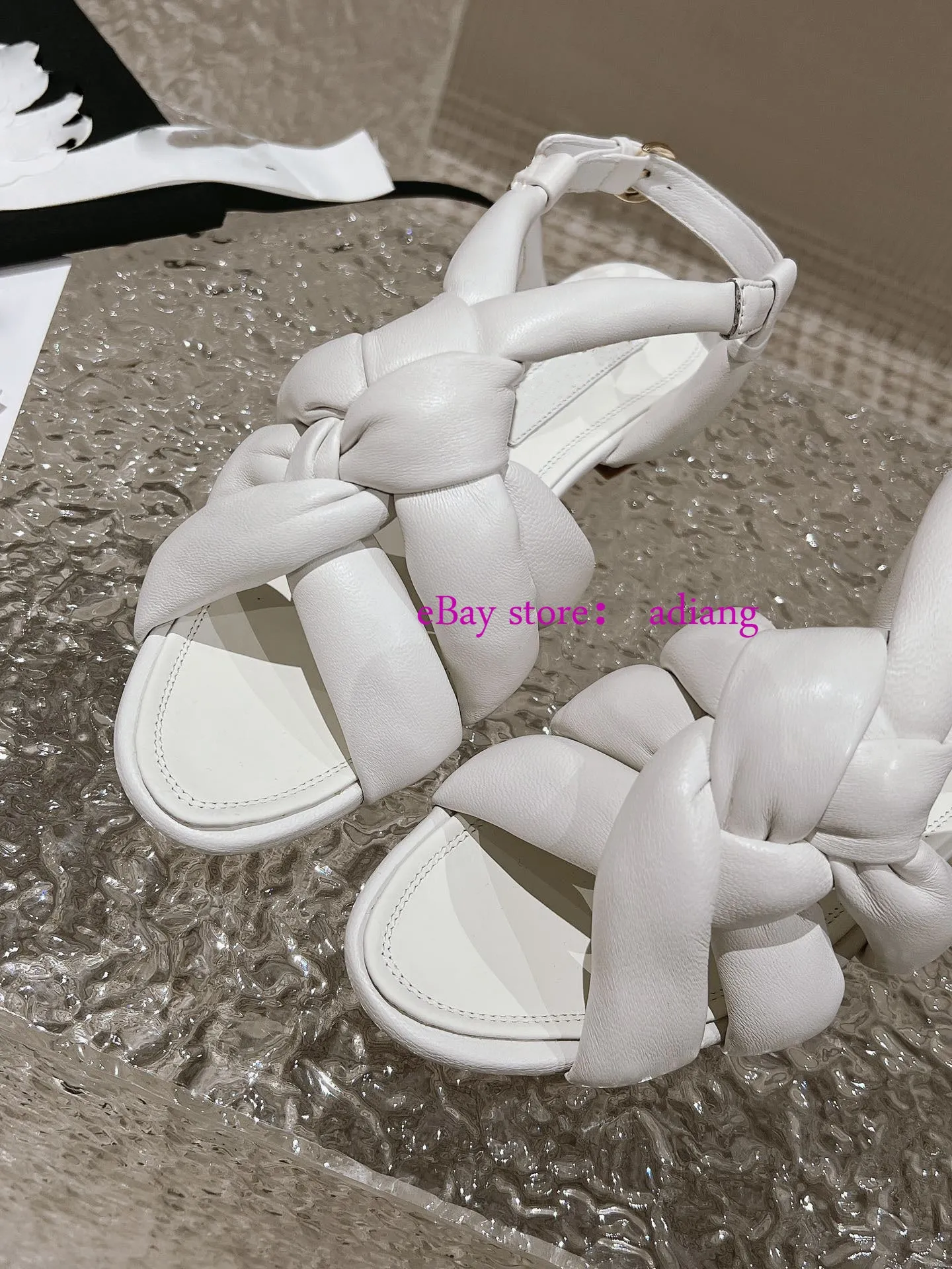 hot drill & lamb leather flats sandals fashion shoes women 2023 black white 35-41
