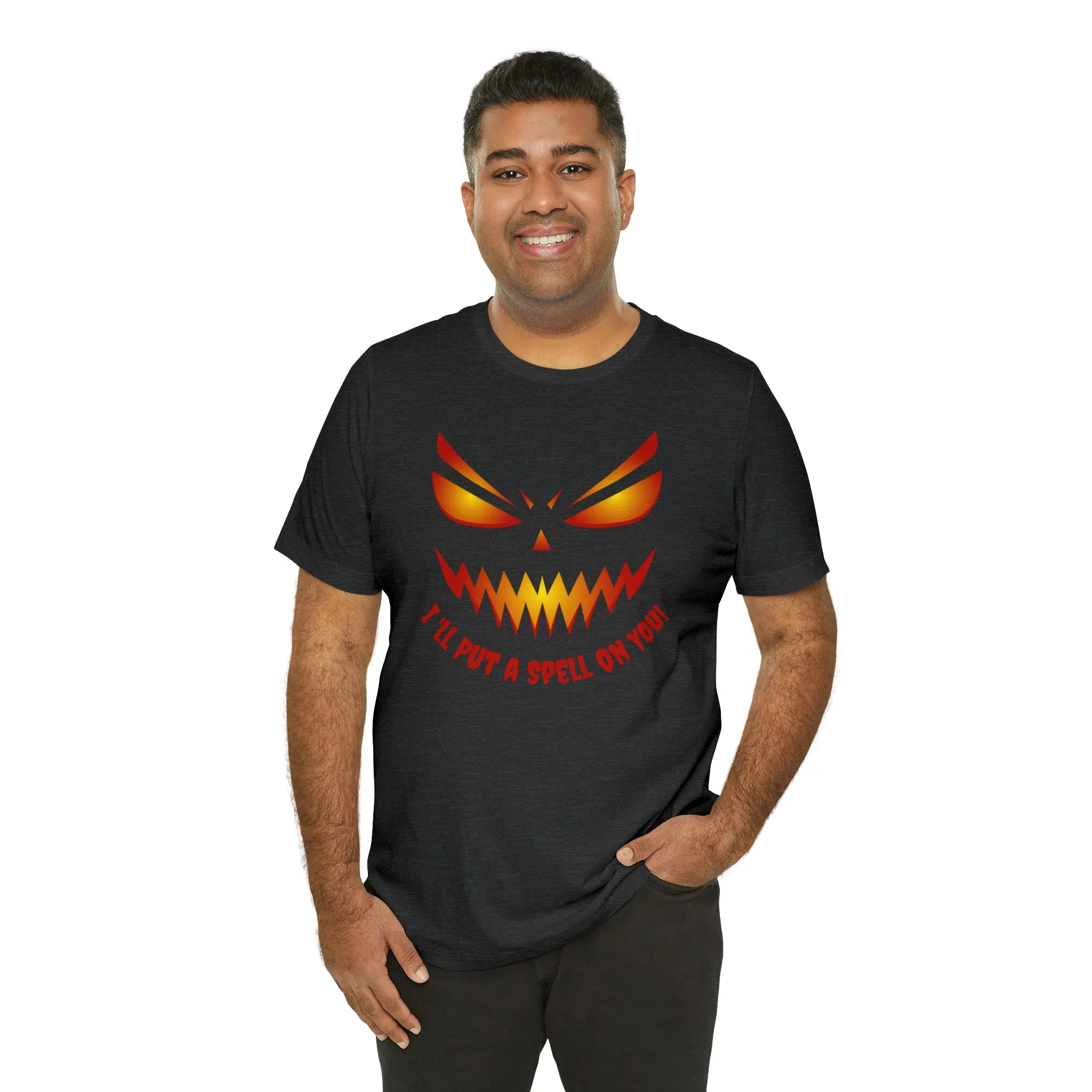 I'll Put a Spell on You Halloween T-Shirt | Creepy Jack-o'-Lantern Face Tee |  Bella Canvas 3001Unisex | Haunted Short Sleeve Tshirt
