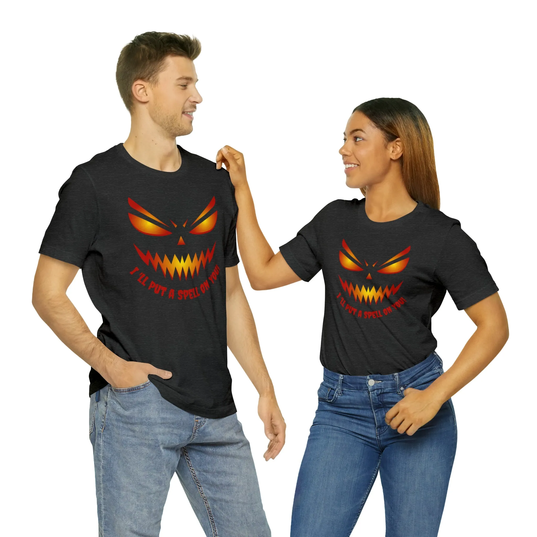 I'll Put a Spell on You Halloween T-Shirt | Creepy Jack-o'-Lantern Face Tee |  Bella Canvas 3001Unisex | Haunted Short Sleeve Tshirt