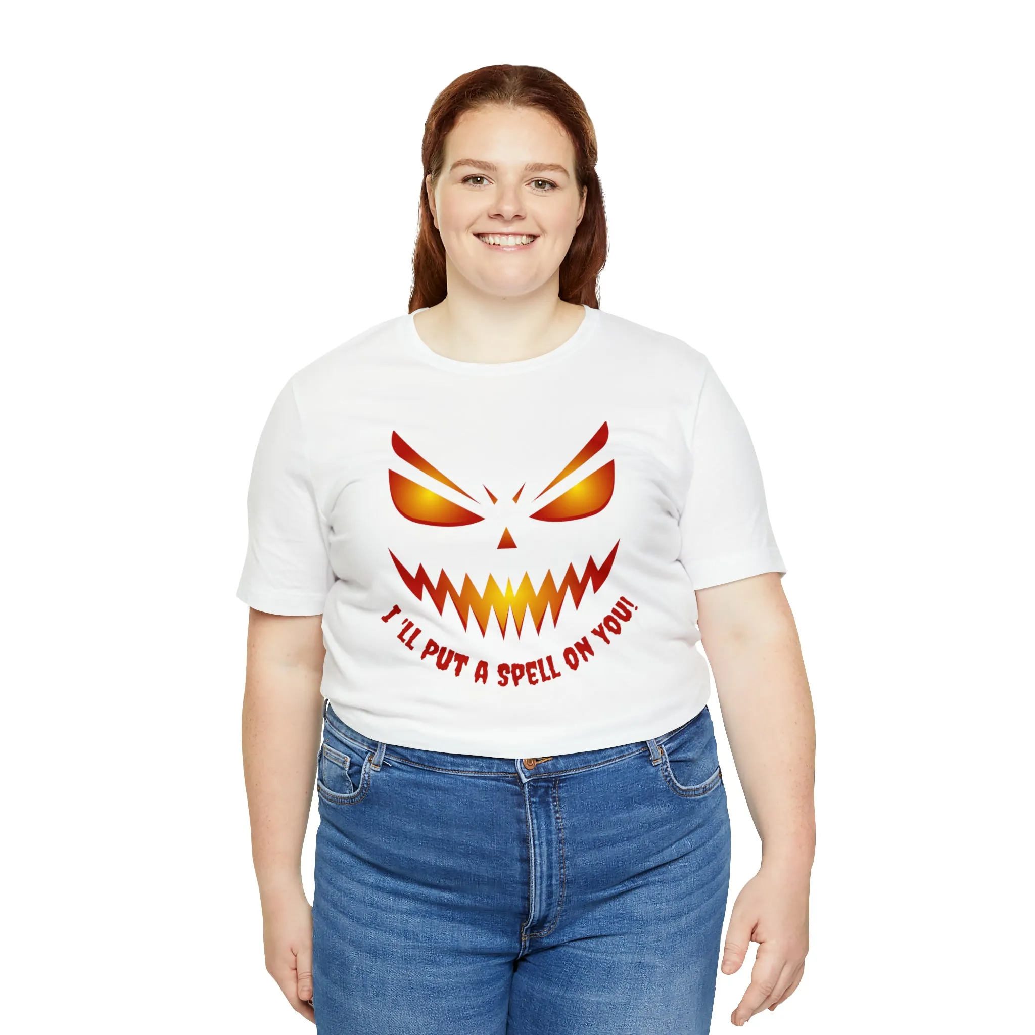 I'll Put a Spell on You Halloween T-Shirt | Creepy Jack-o'-Lantern Face Tee |  Bella Canvas 3001Unisex | Haunted Short Sleeve Tshirt