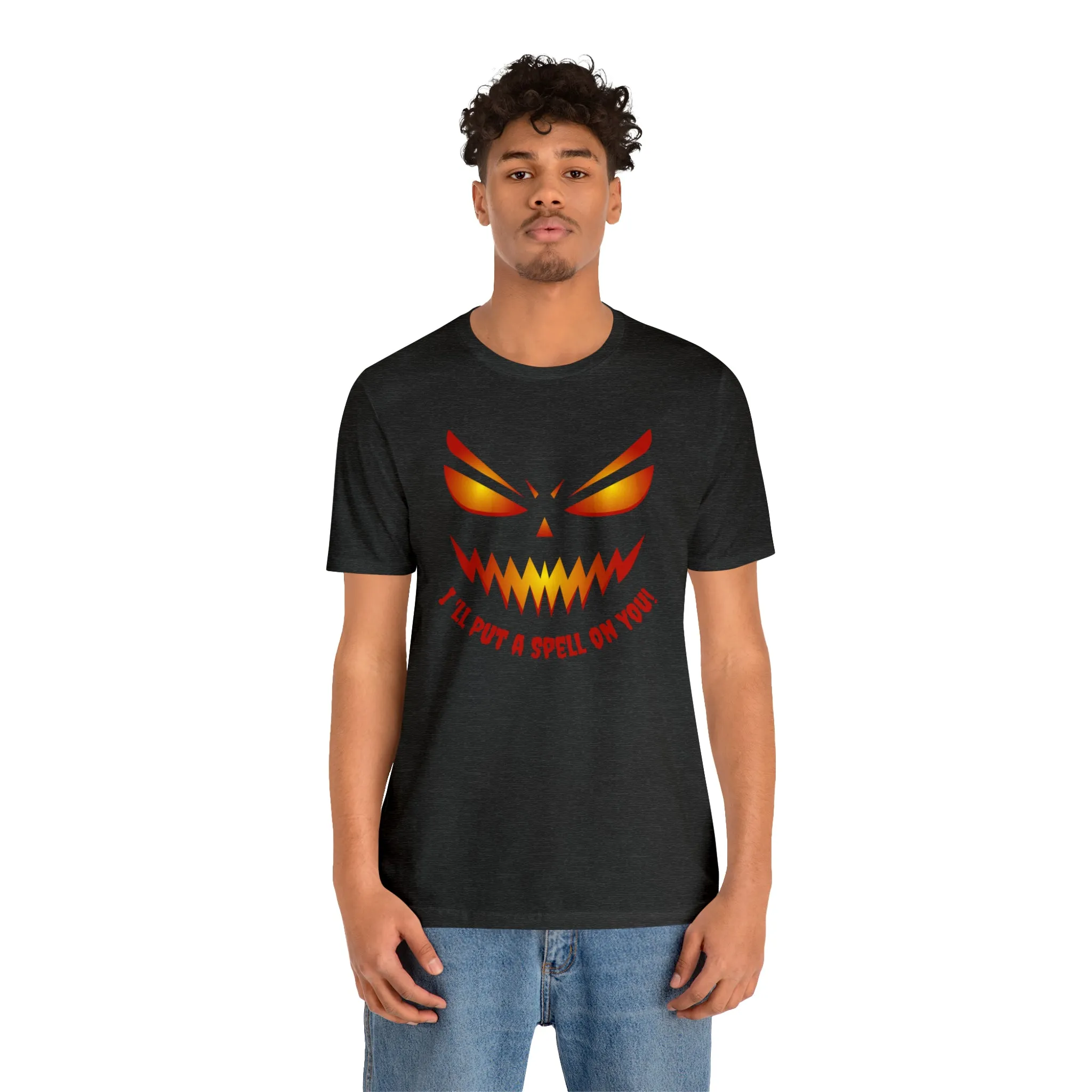 I'll Put a Spell on You Halloween T-Shirt | Creepy Jack-o'-Lantern Face Tee |  Bella Canvas 3001Unisex | Haunted Short Sleeve Tshirt