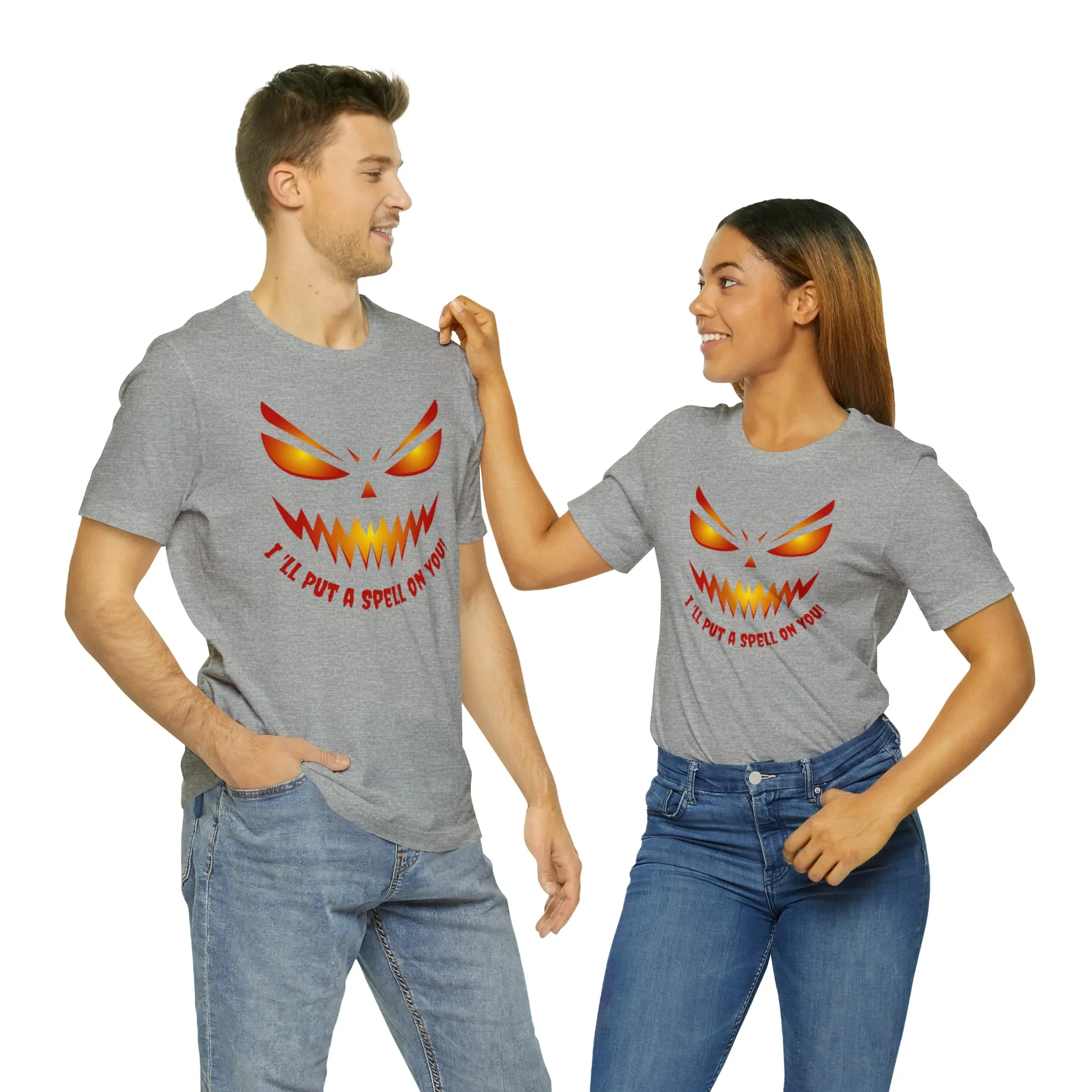 I'll Put a Spell on You Halloween T-Shirt | Creepy Jack-o'-Lantern Face Tee |  Bella Canvas 3001Unisex | Haunted Short Sleeve Tshirt