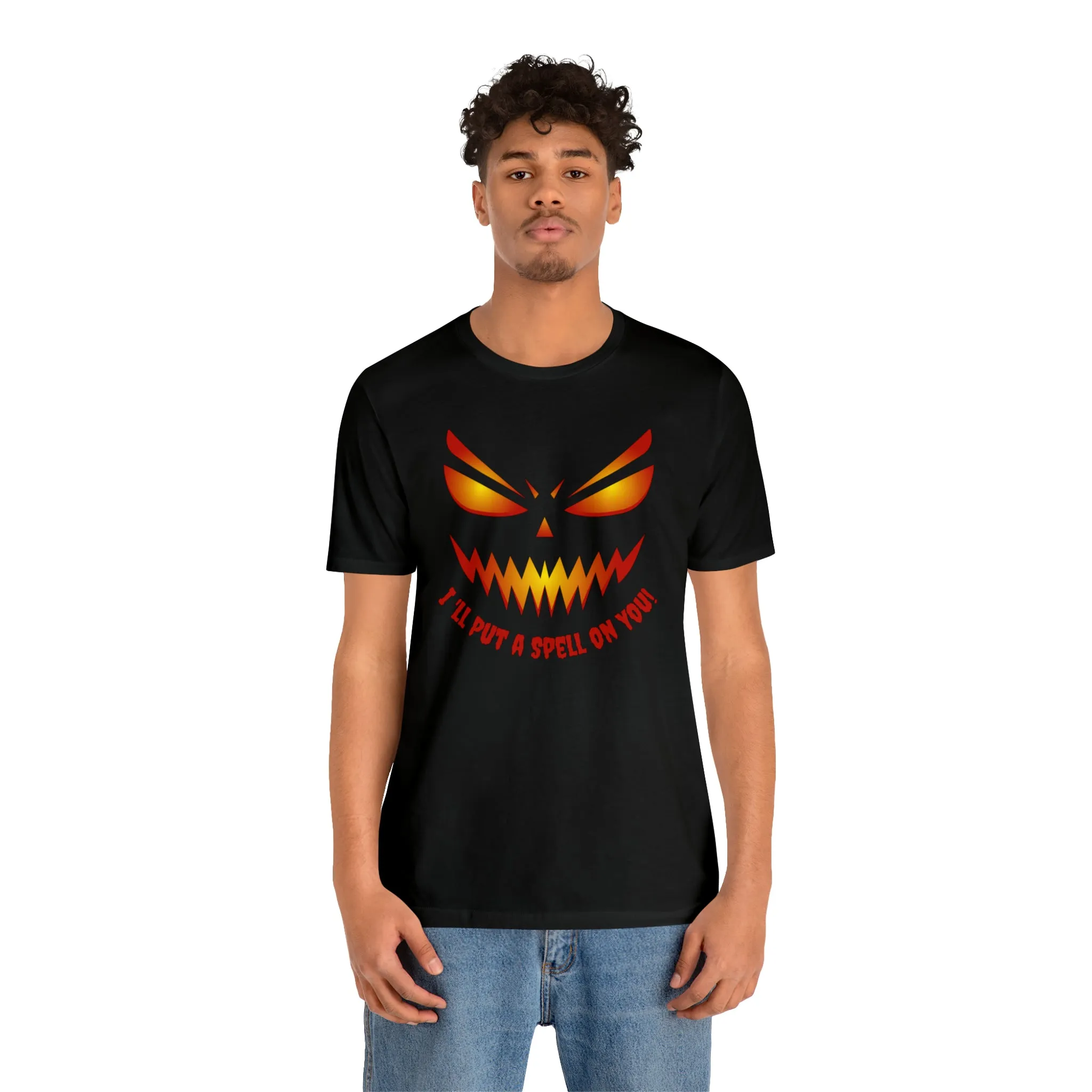 I'll Put a Spell on You Halloween T-Shirt | Creepy Jack-o'-Lantern Face Tee |  Bella Canvas 3001Unisex | Haunted Short Sleeve Tshirt