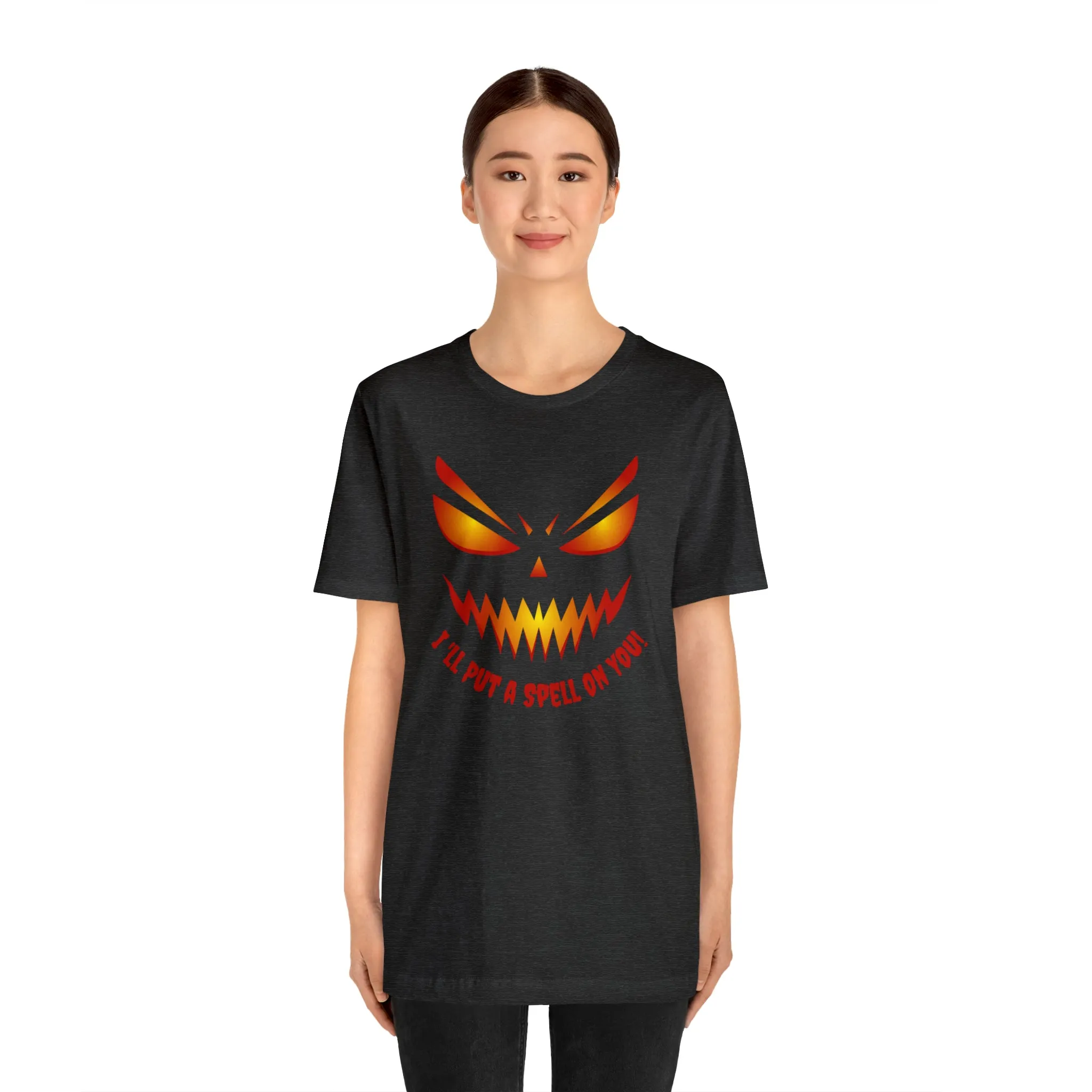 I'll Put a Spell on You Halloween T-Shirt | Creepy Jack-o'-Lantern Face Tee |  Bella Canvas 3001Unisex | Haunted Short Sleeve Tshirt