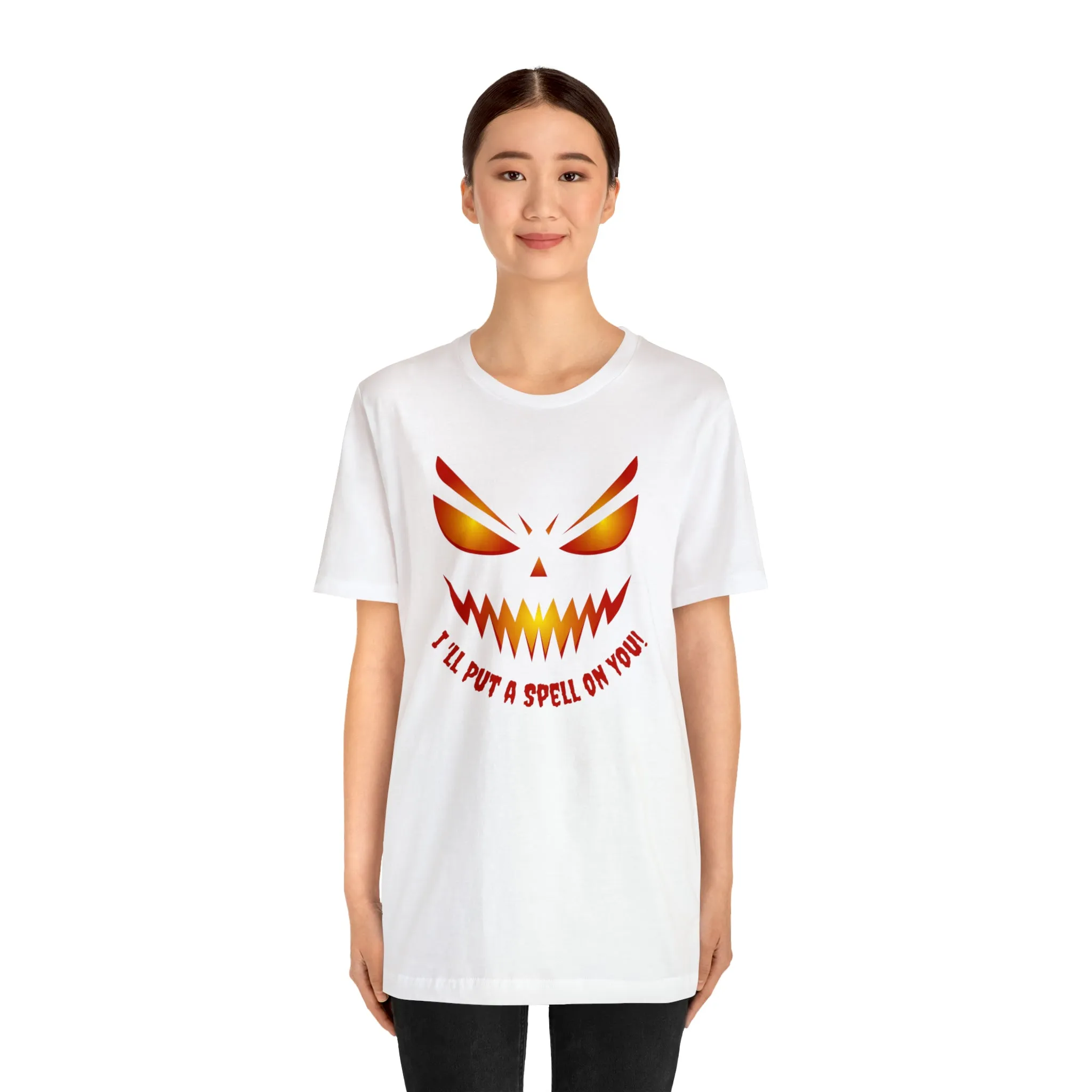 I'll Put a Spell on You Halloween T-Shirt | Creepy Jack-o'-Lantern Face Tee |  Bella Canvas 3001Unisex | Haunted Short Sleeve Tshirt