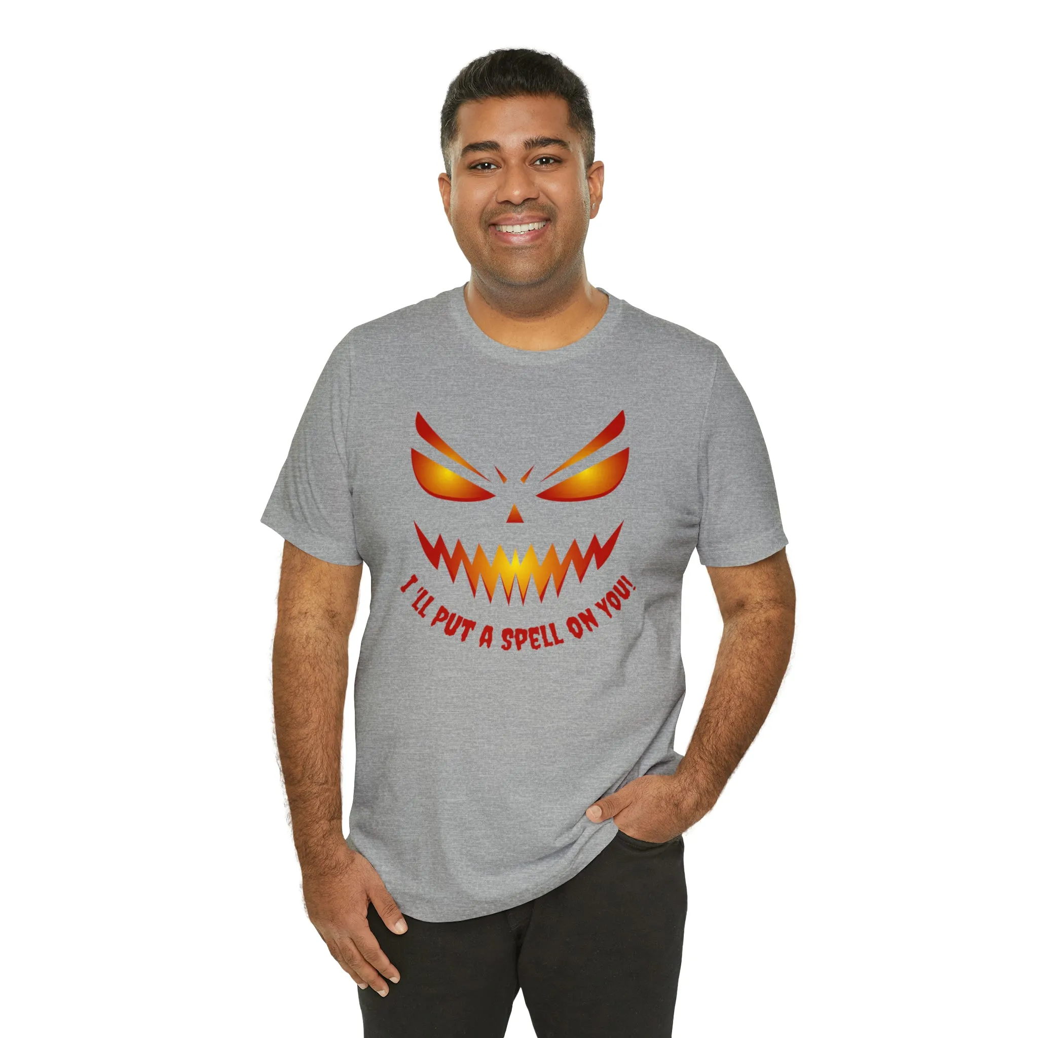 I'll Put a Spell on You Halloween T-Shirt | Creepy Jack-o'-Lantern Face Tee |  Bella Canvas 3001Unisex | Haunted Short Sleeve Tshirt