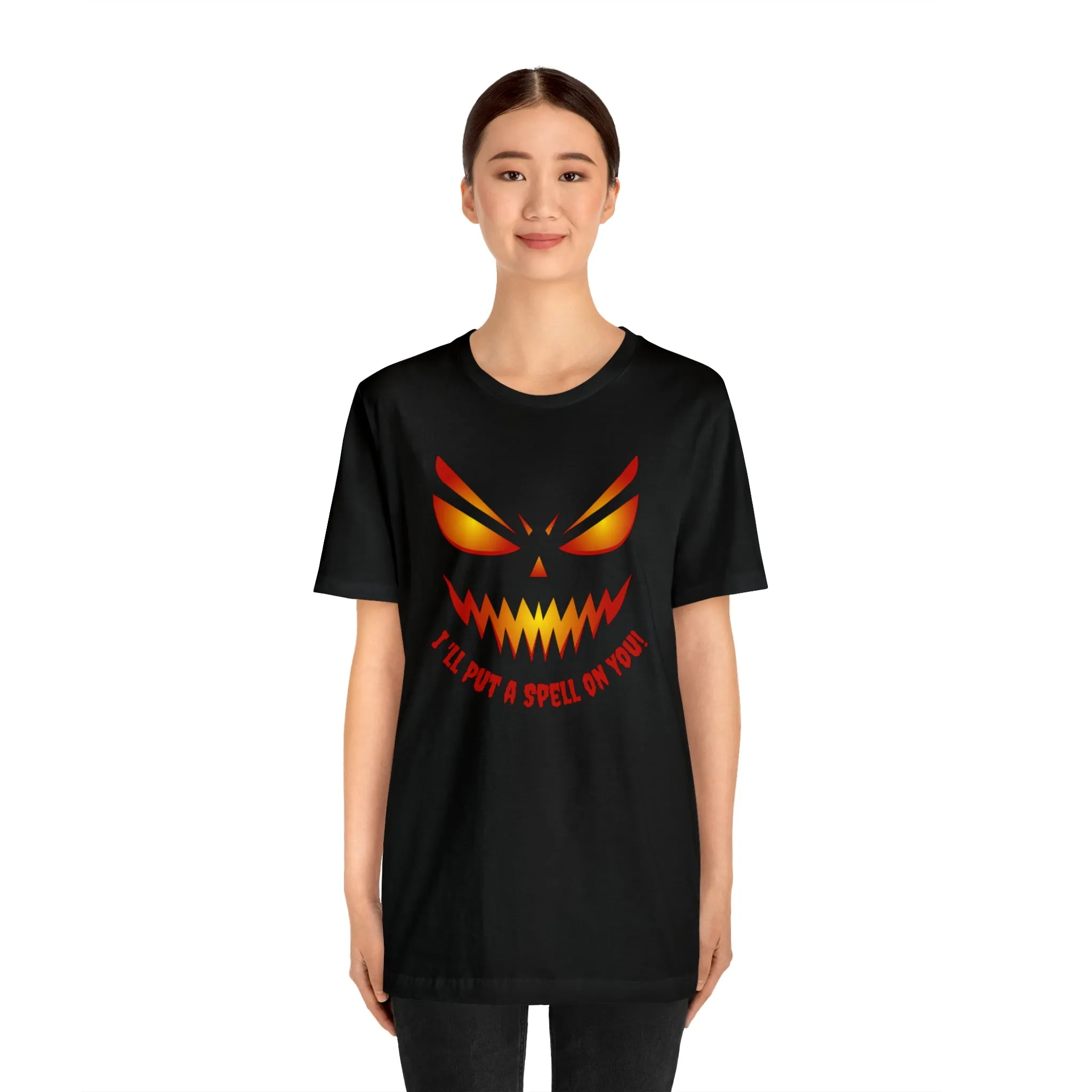 I'll Put a Spell on You Halloween T-Shirt | Creepy Jack-o'-Lantern Face Tee |  Bella Canvas 3001Unisex | Haunted Short Sleeve Tshirt