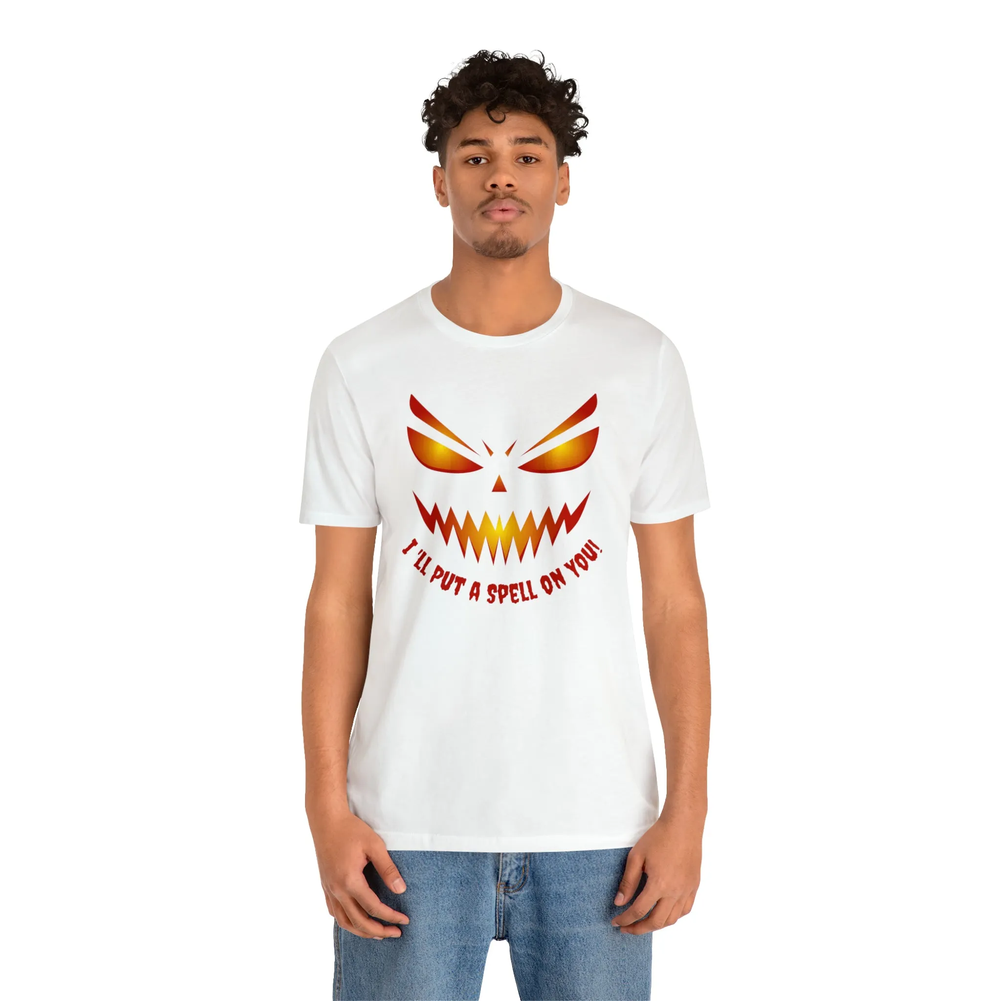 I'll Put a Spell on You Halloween T-Shirt | Creepy Jack-o'-Lantern Face Tee |  Bella Canvas 3001Unisex | Haunted Short Sleeve Tshirt