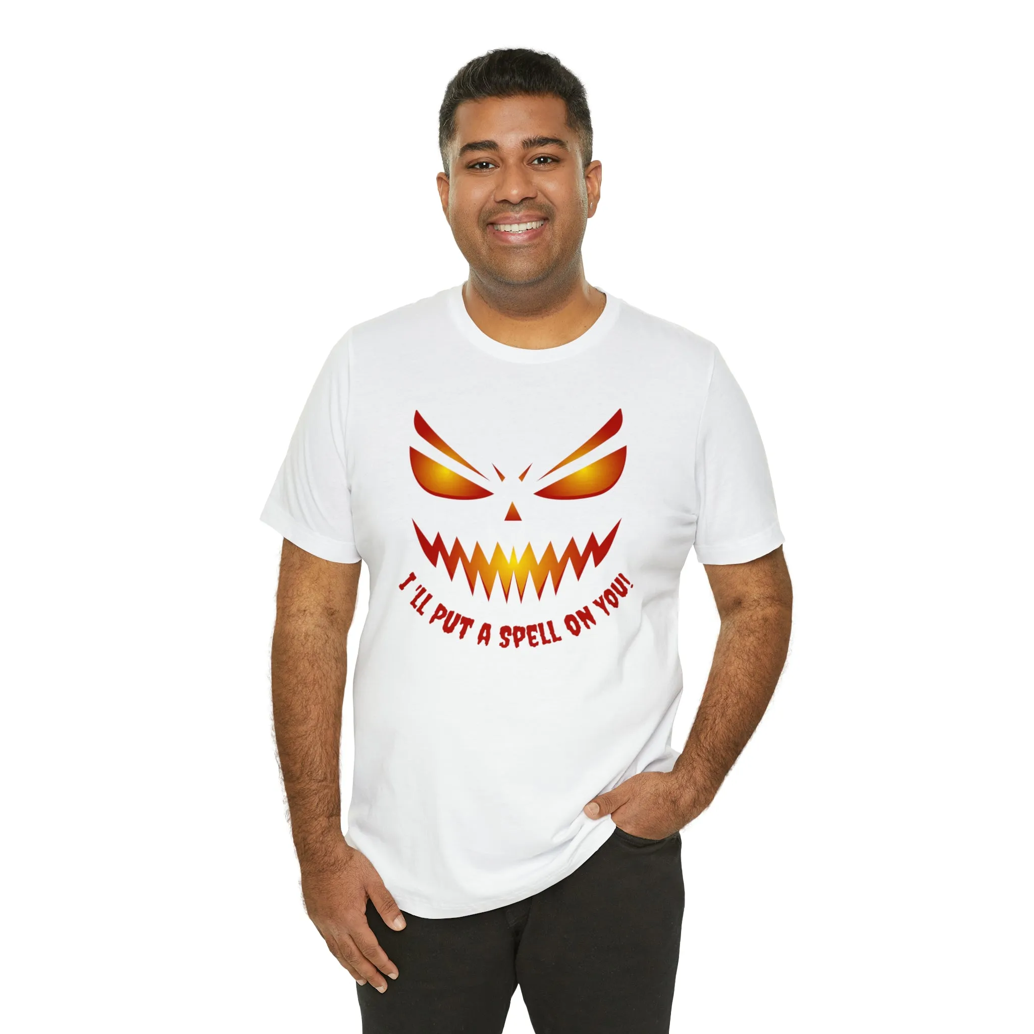 I'll Put a Spell on You Halloween T-Shirt | Creepy Jack-o'-Lantern Face Tee |  Bella Canvas 3001Unisex | Haunted Short Sleeve Tshirt