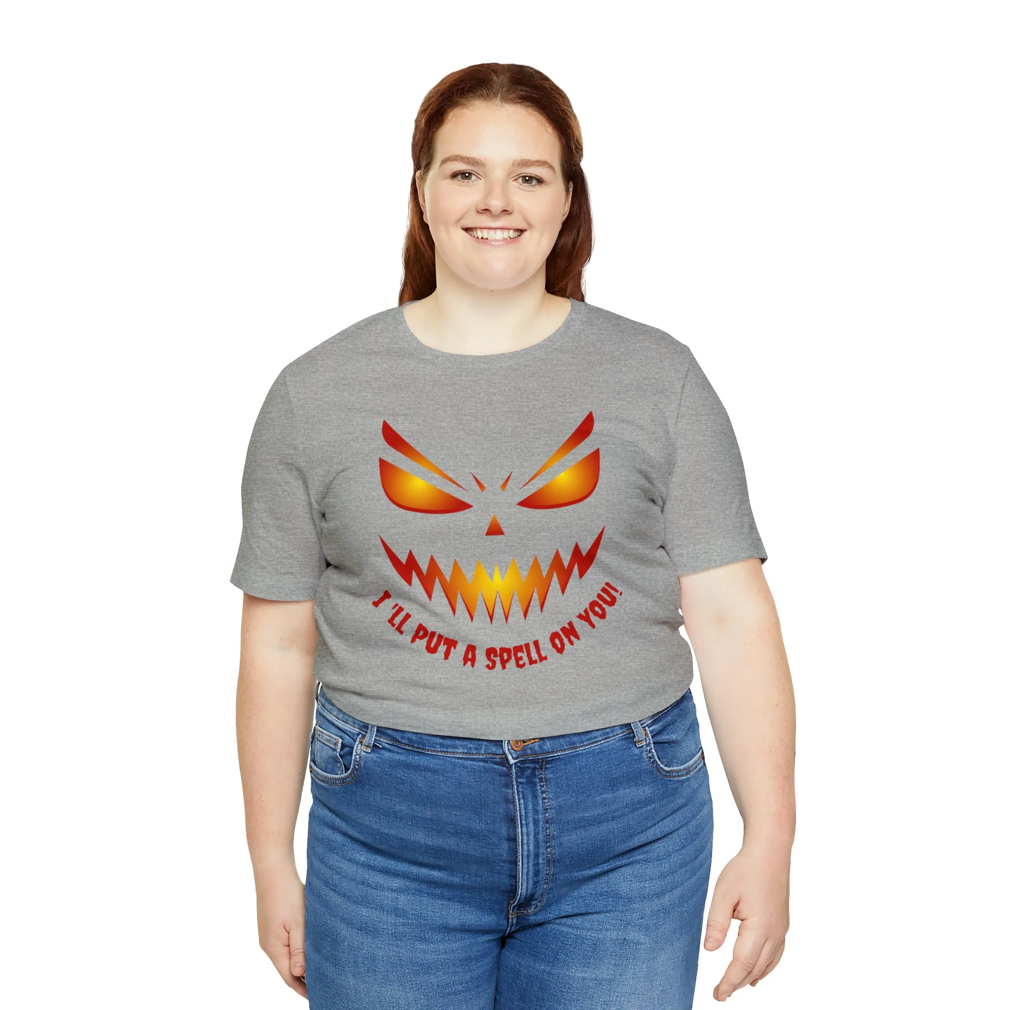 I'll Put a Spell on You Halloween T-Shirt | Creepy Jack-o'-Lantern Face Tee |  Bella Canvas 3001Unisex | Haunted Short Sleeve Tshirt