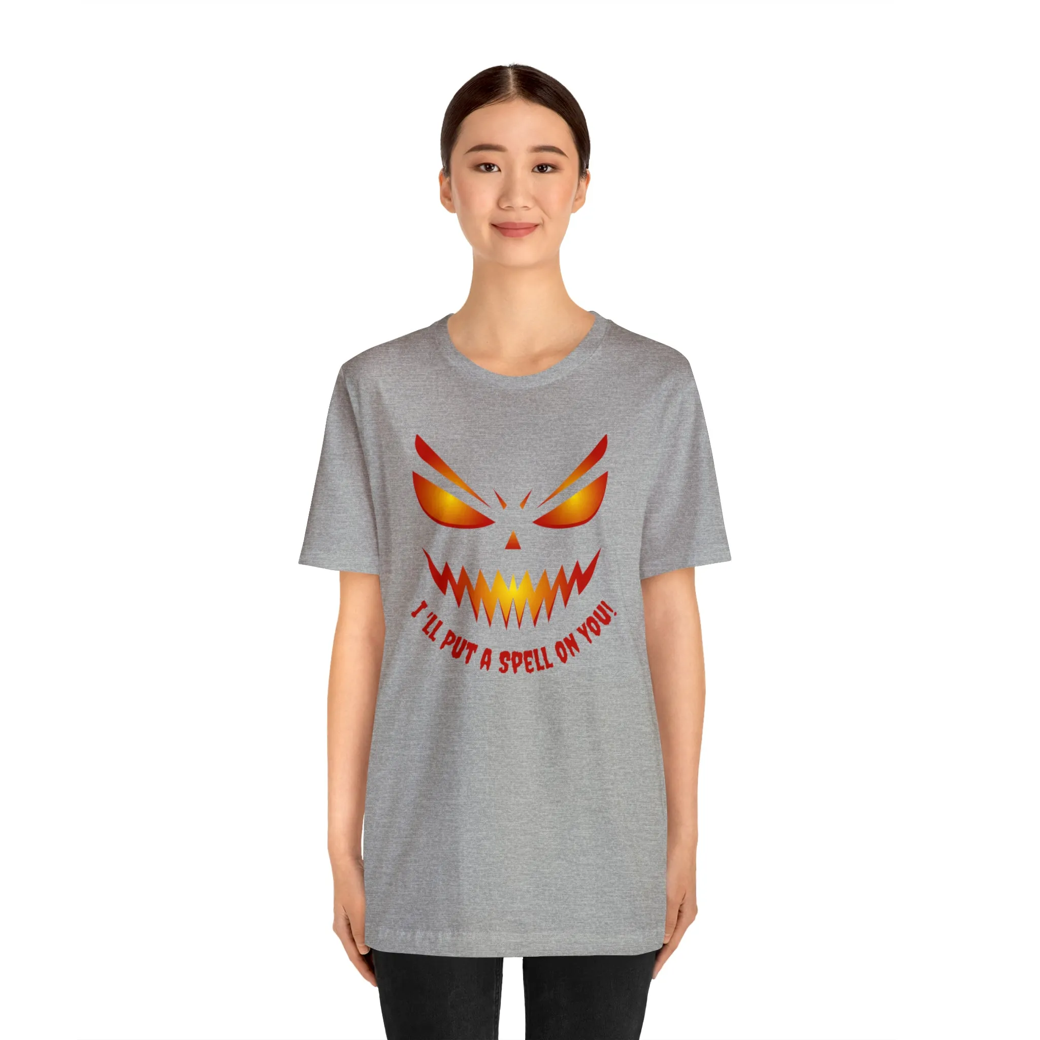 I'll Put a Spell on You Halloween T-Shirt | Creepy Jack-o'-Lantern Face Tee |  Bella Canvas 3001Unisex | Haunted Short Sleeve Tshirt
