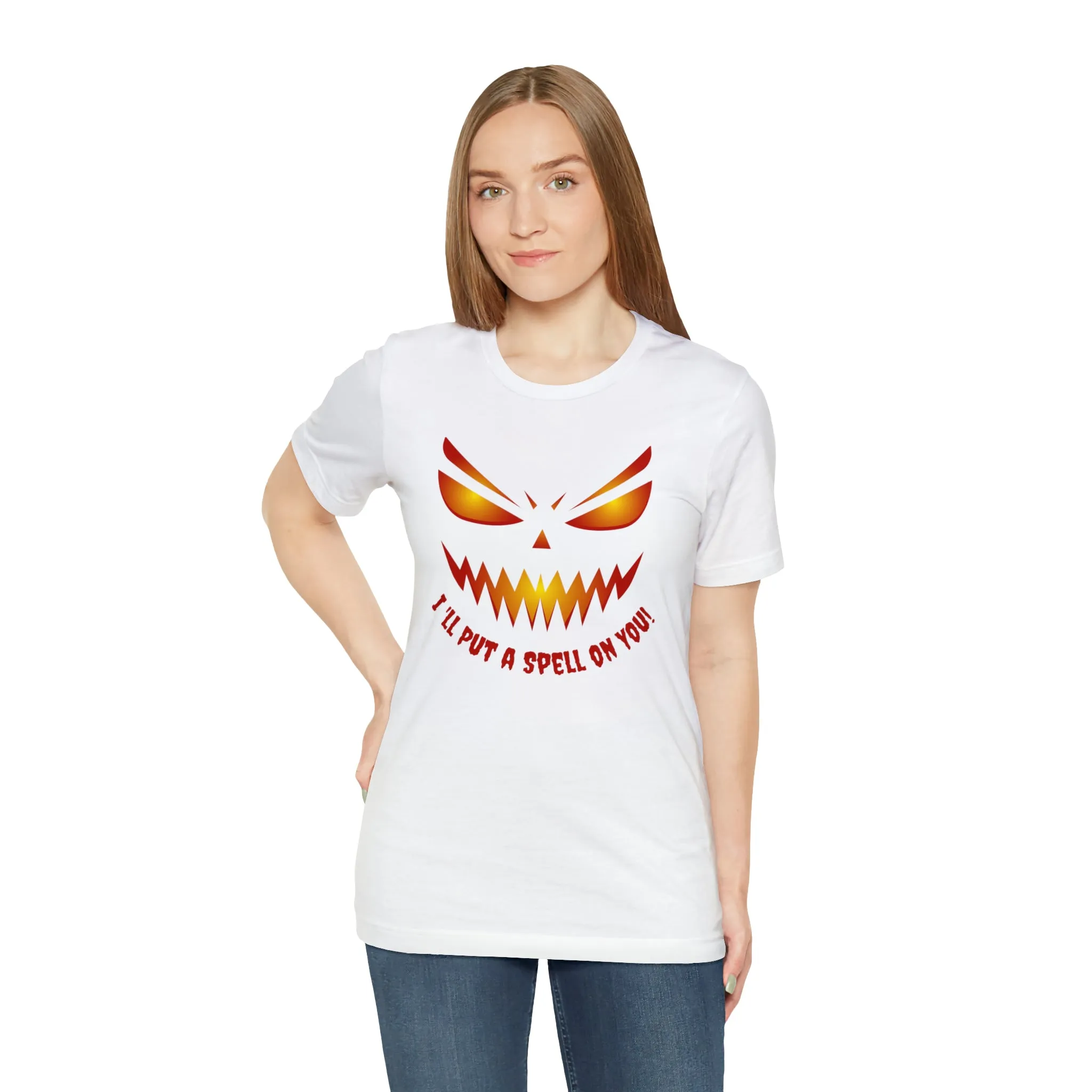 I'll Put a Spell on You Halloween T-Shirt | Creepy Jack-o'-Lantern Face Tee |  Bella Canvas 3001Unisex | Haunted Short Sleeve Tshirt