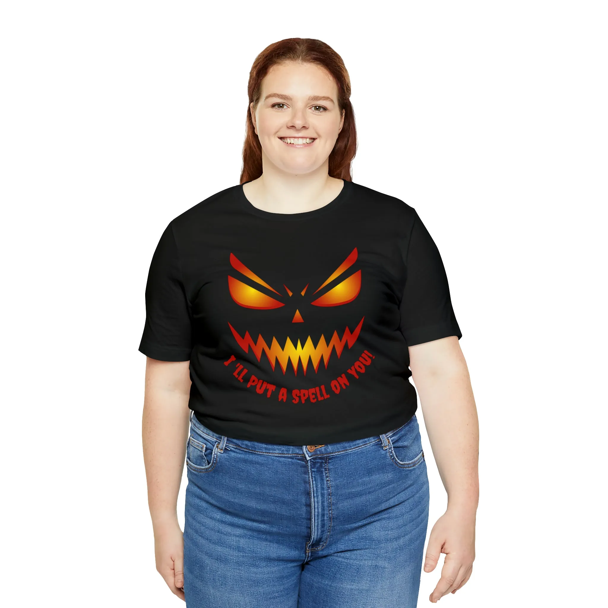 I'll Put a Spell on You Halloween T-Shirt | Creepy Jack-o'-Lantern Face Tee |  Bella Canvas 3001Unisex | Haunted Short Sleeve Tshirt