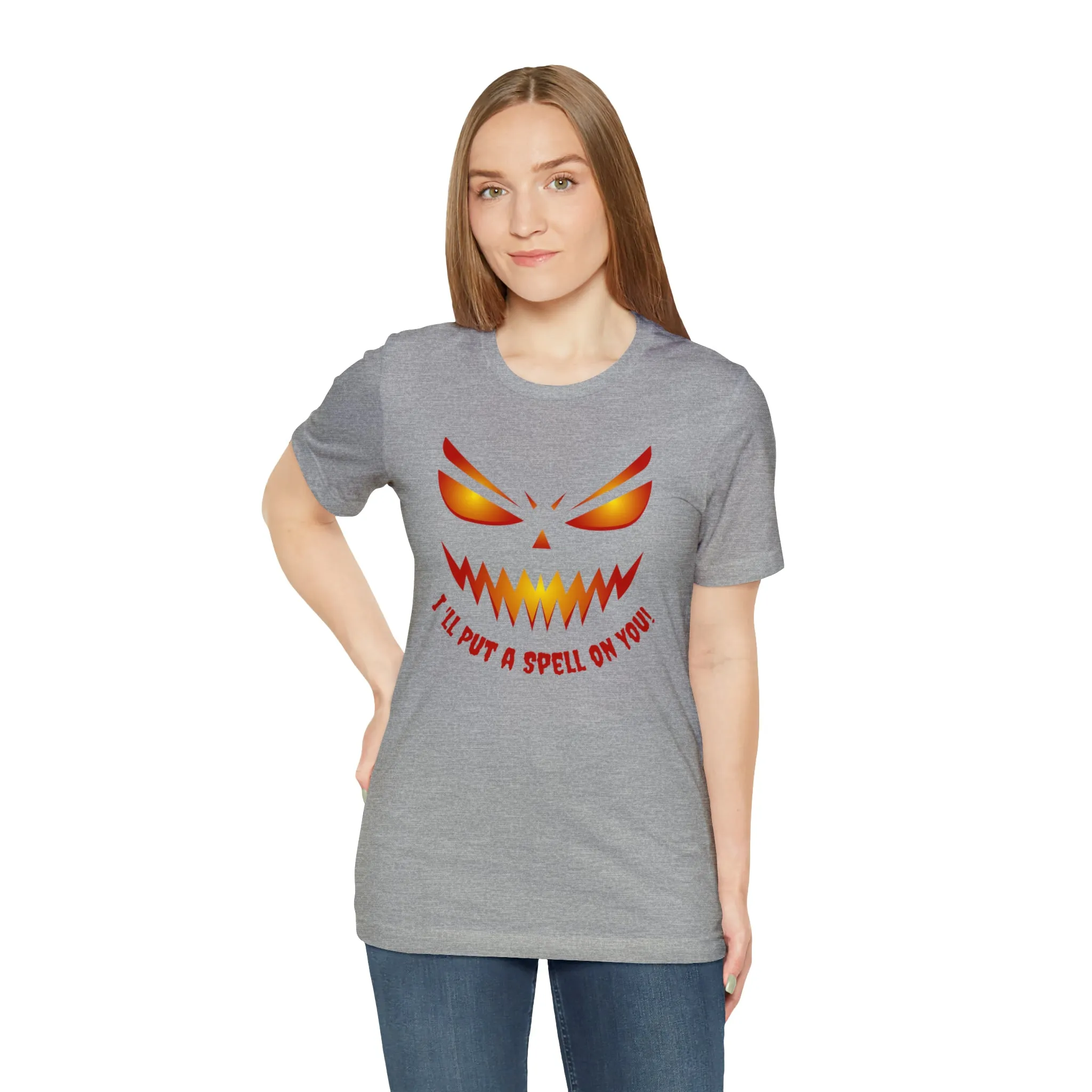 I'll Put a Spell on You Halloween T-Shirt | Creepy Jack-o'-Lantern Face Tee |  Bella Canvas 3001Unisex | Haunted Short Sleeve Tshirt