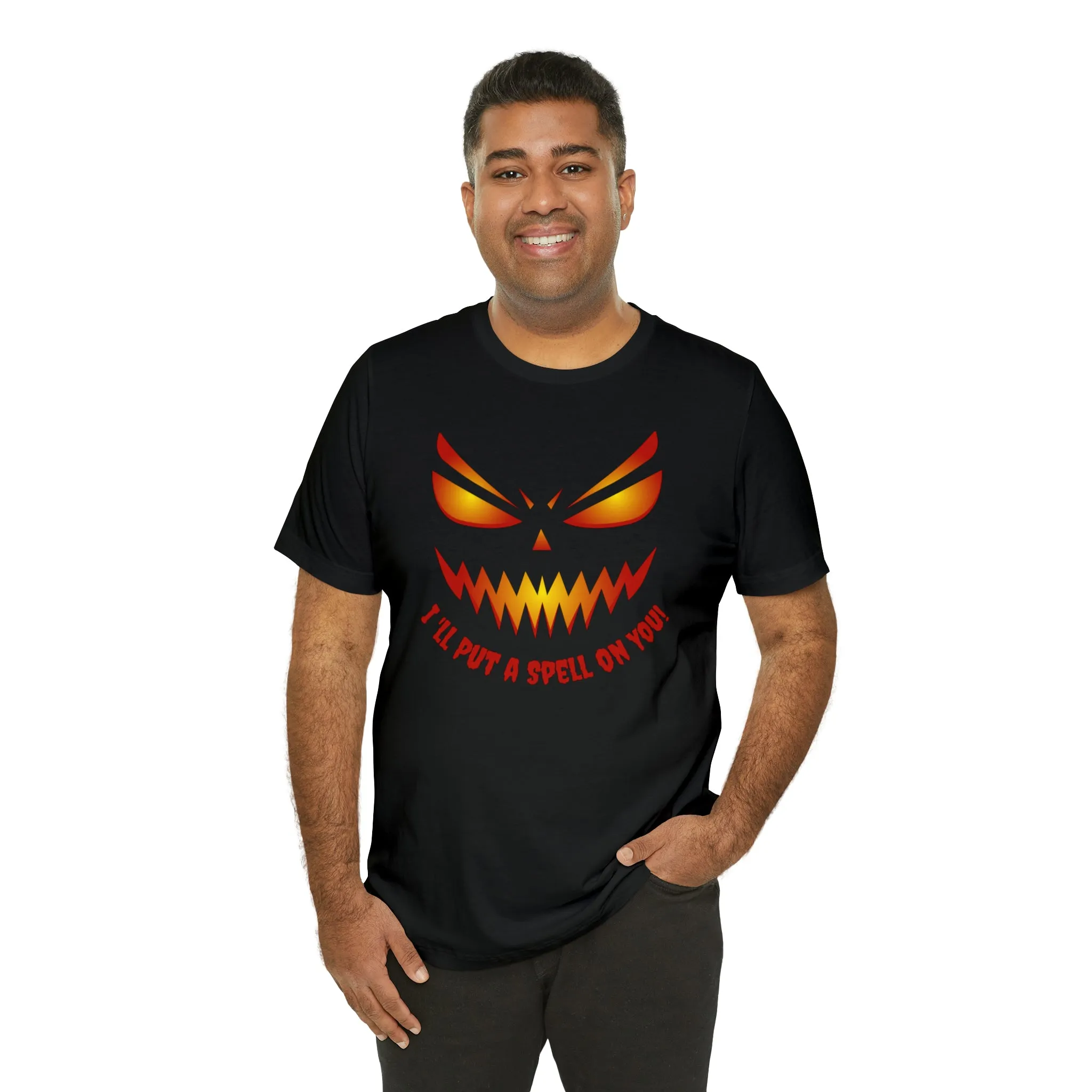 I'll Put a Spell on You Halloween T-Shirt | Creepy Jack-o'-Lantern Face Tee |  Bella Canvas 3001Unisex | Haunted Short Sleeve Tshirt