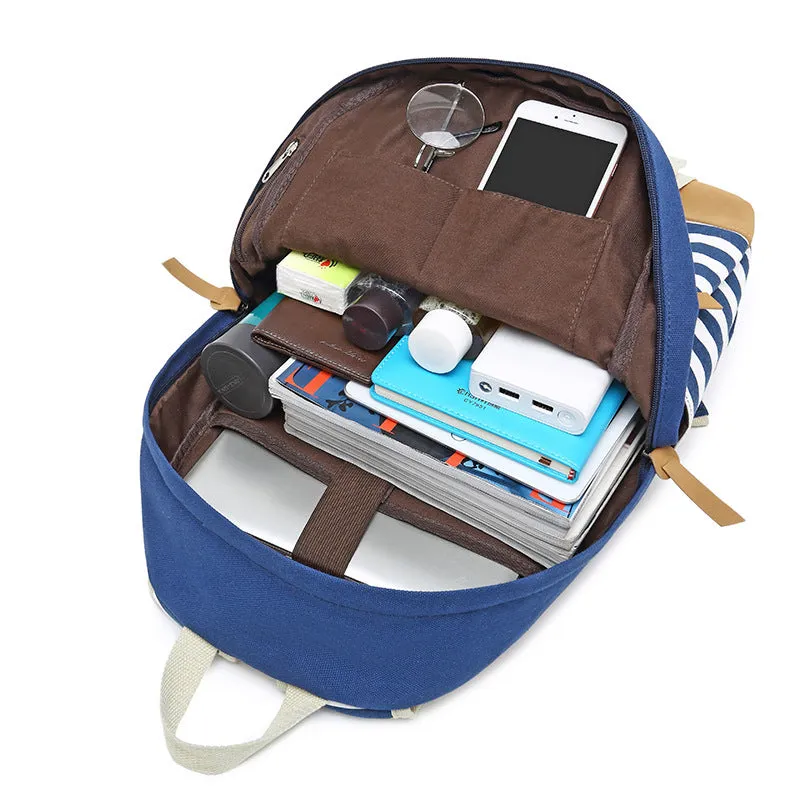 INSTOCK-Three-piece canvas casual backpack for women