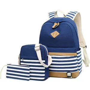 INSTOCK-Three-piece canvas casual backpack for women