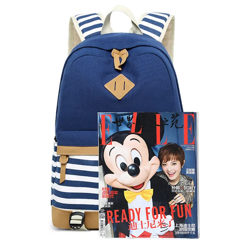 INSTOCK-Three-piece canvas casual backpack for women